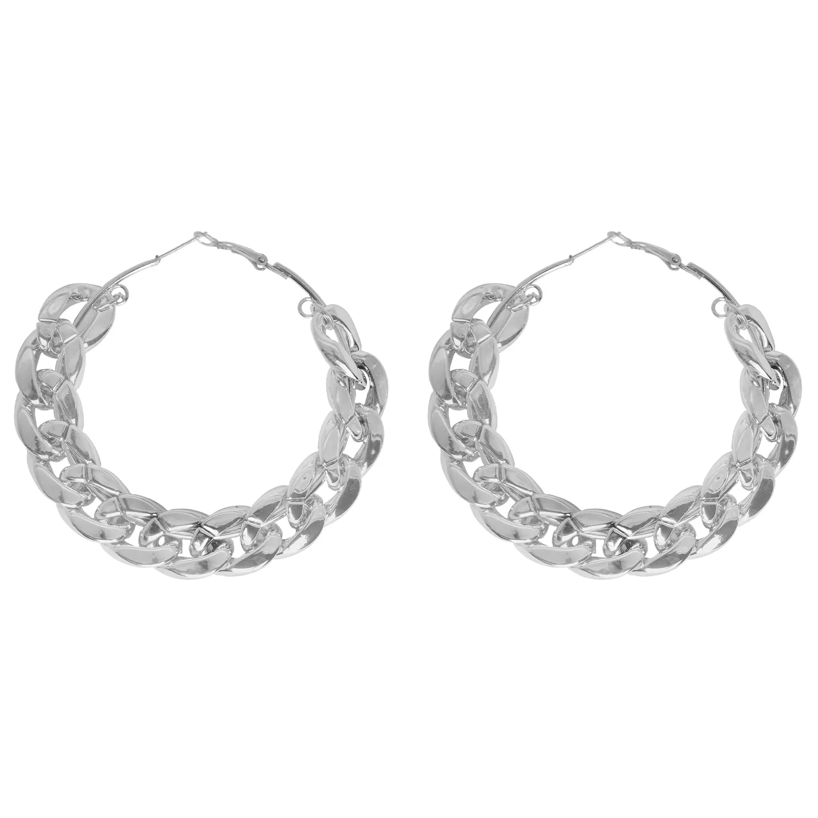 Joker & Witch Retro Silver Chain Hoops for Women