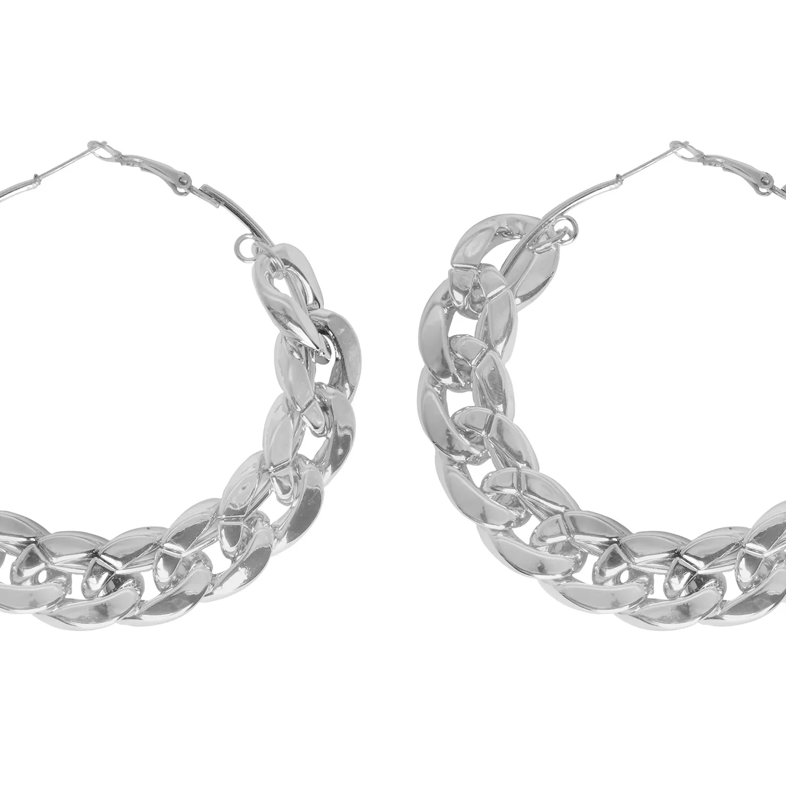 Joker & Witch Retro Silver Chain Hoops for Women