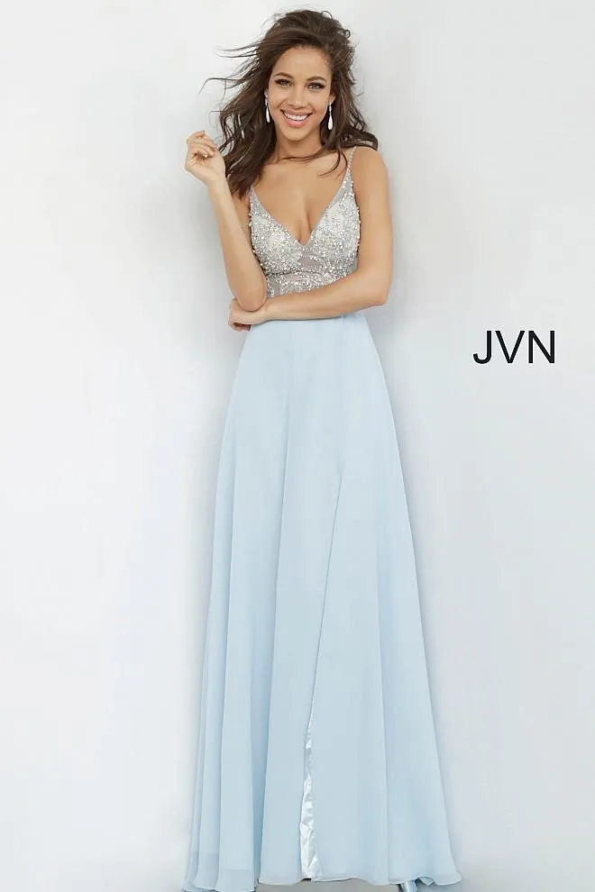 Jovani JVN4410 Size 0 Long Embellished Sheer Bodice Prom Dress Flowing skirt JVN4410