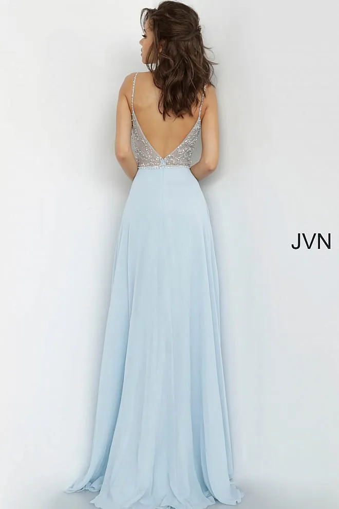 Jovani JVN4410 Size 0 Long Embellished Sheer Bodice Prom Dress Flowing skirt JVN4410