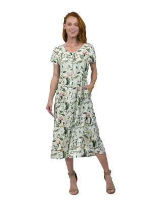 La Cera Button Front Rayon Print Dress