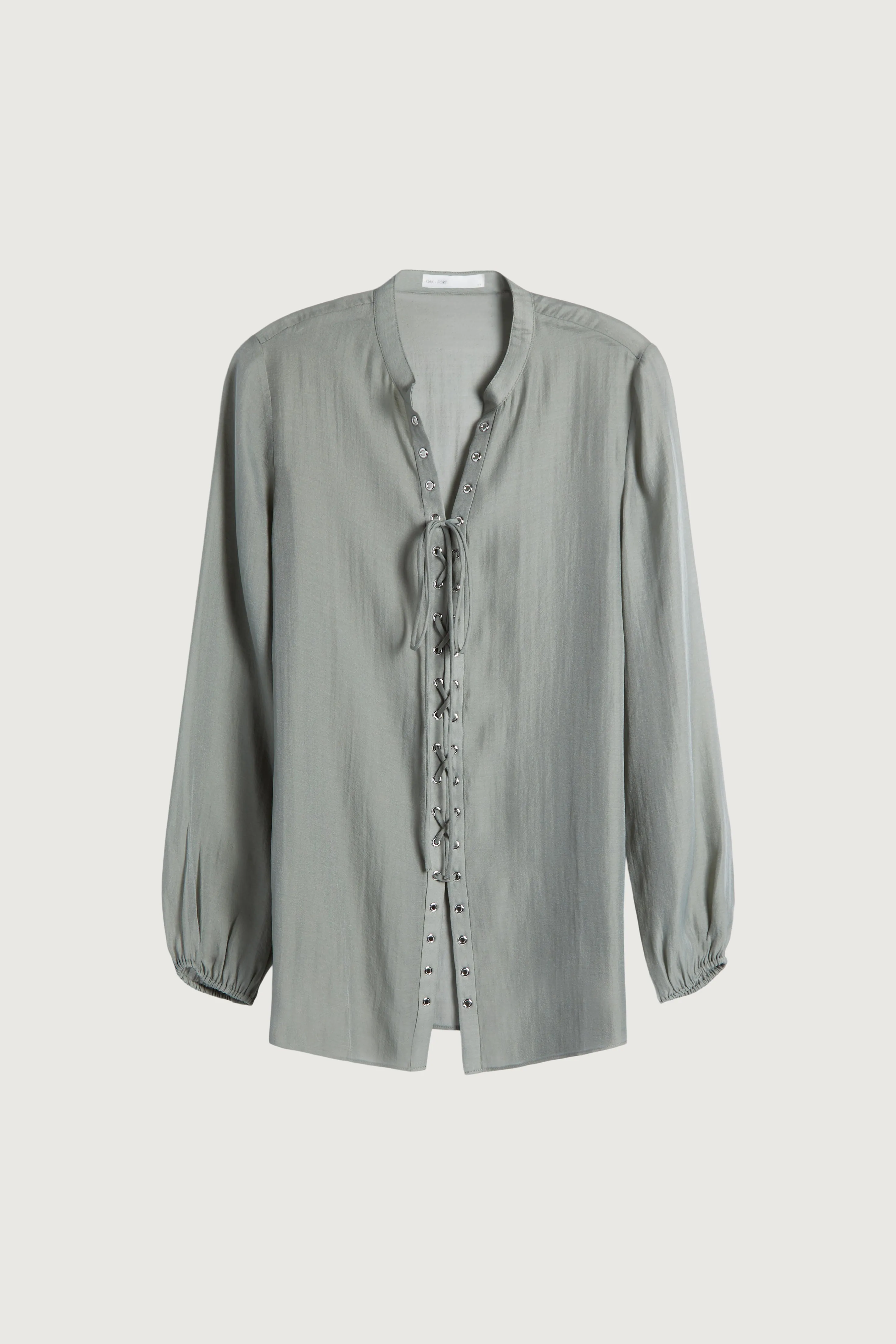 LACE-UP CHIFFON BLOUSE