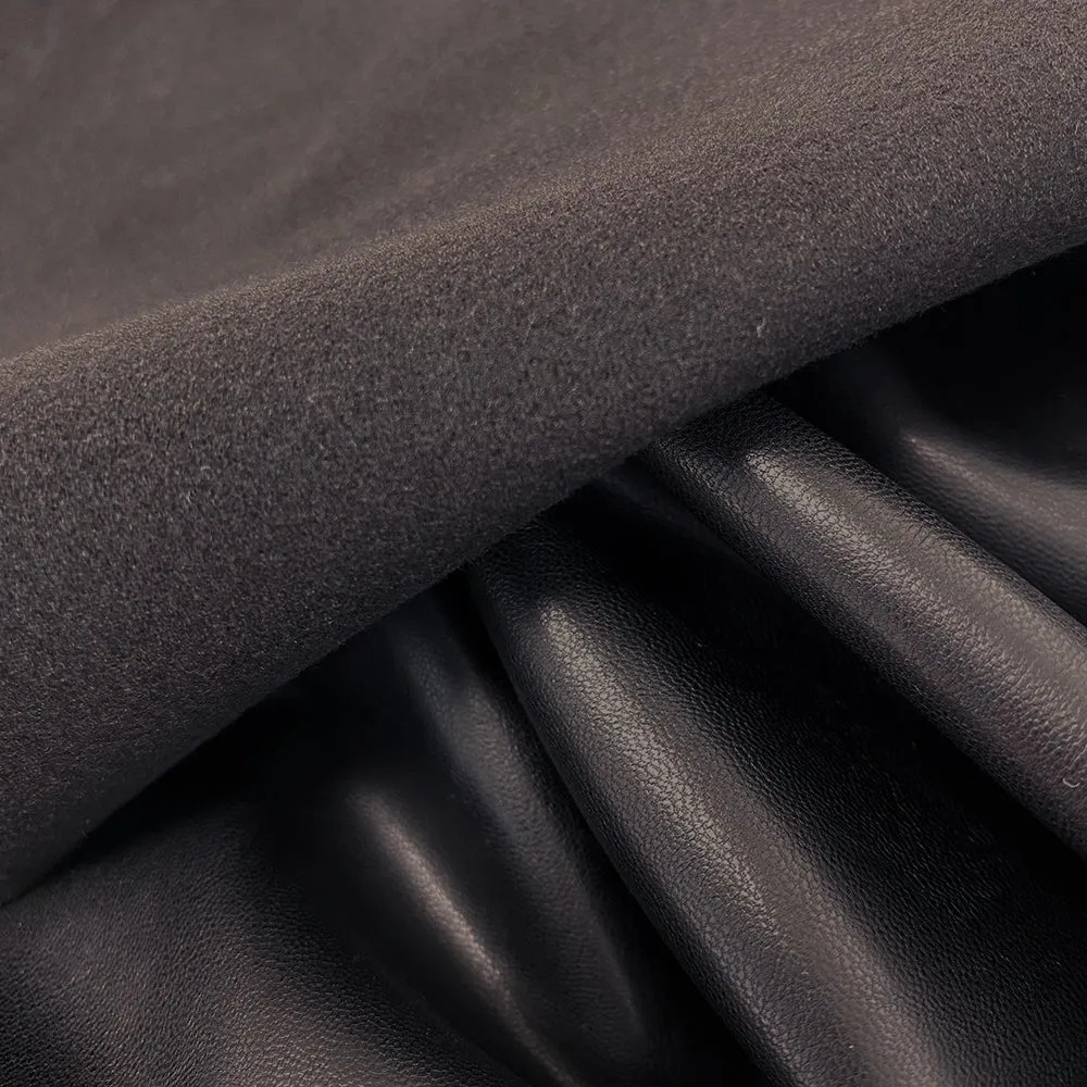 Leather Faux Stretch | Black - Fleece Back