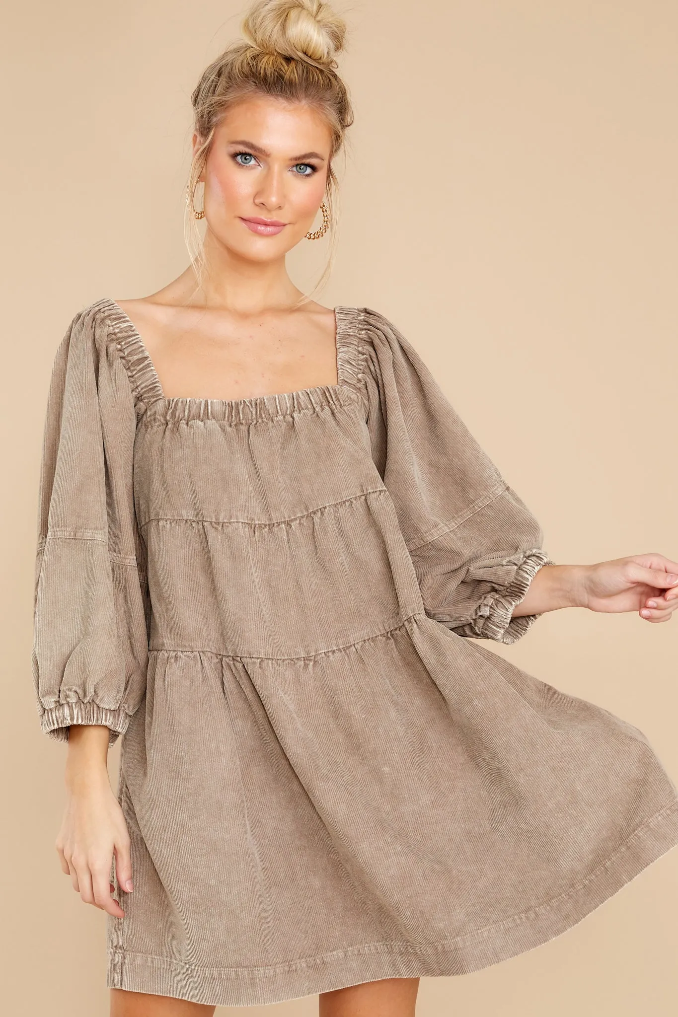 Leaving An Impression Taupe Dress