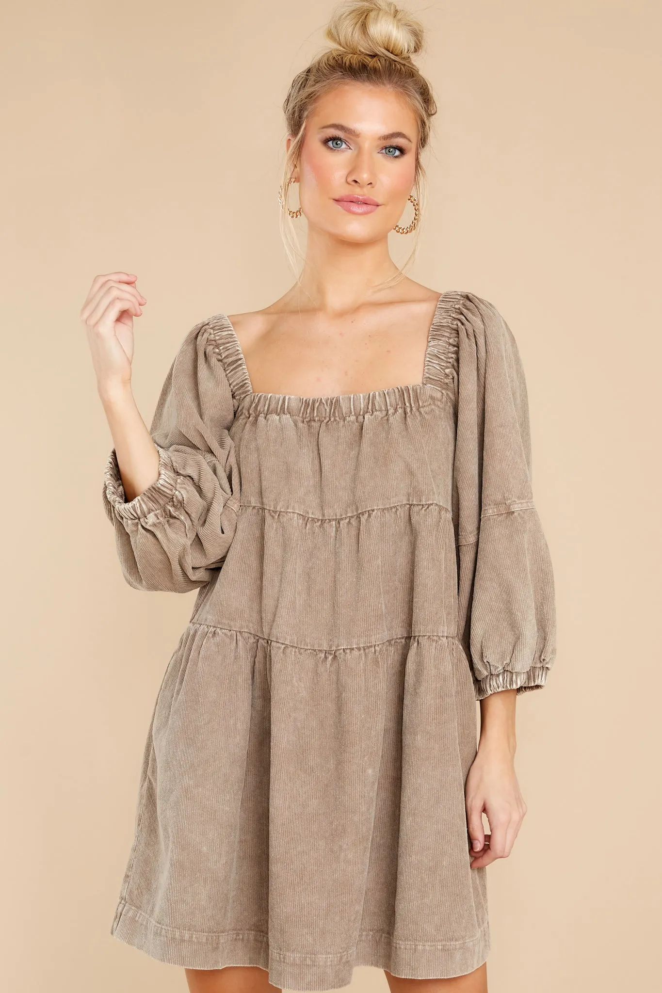 Leaving An Impression Taupe Dress