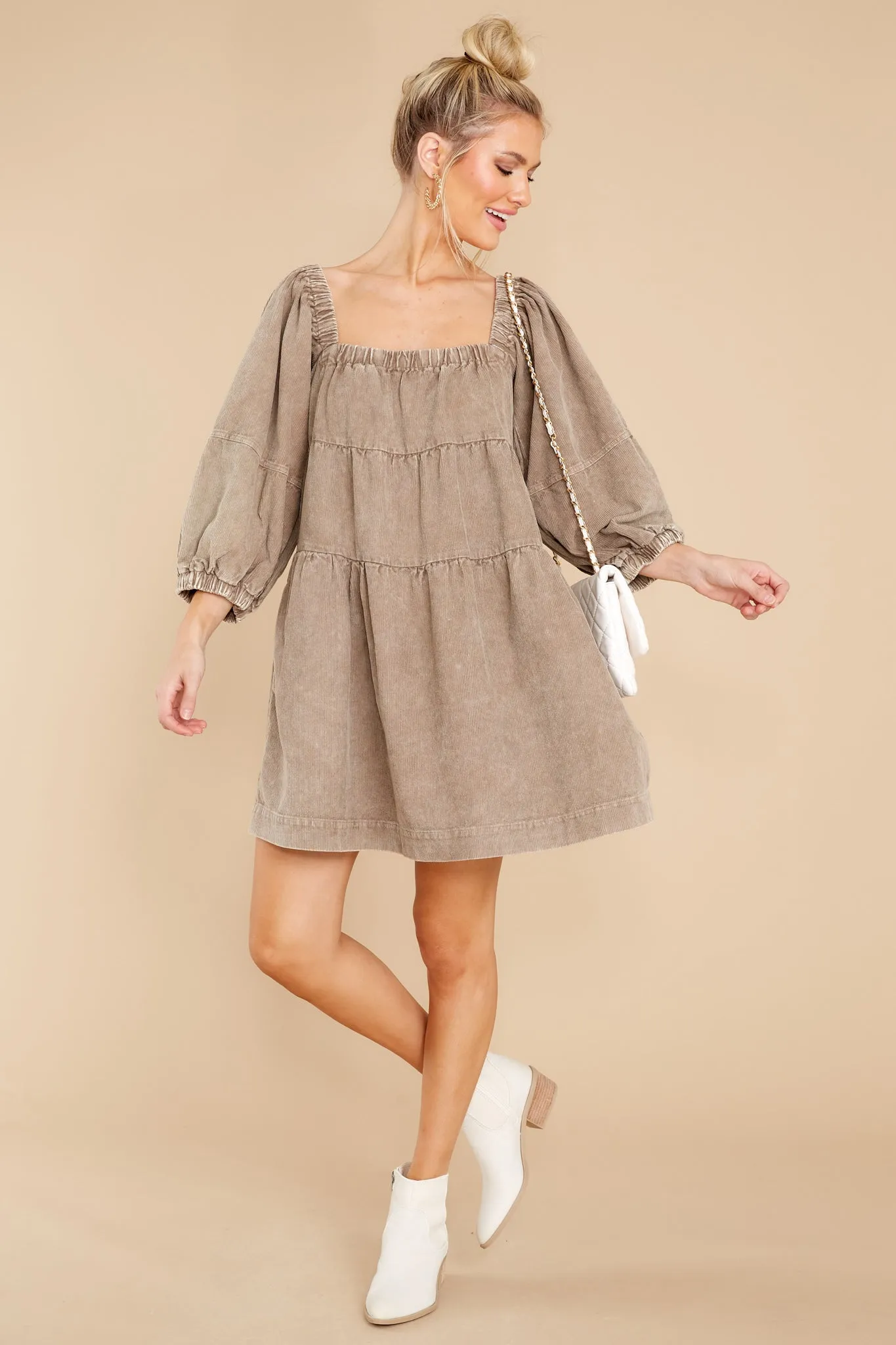 Leaving An Impression Taupe Dress