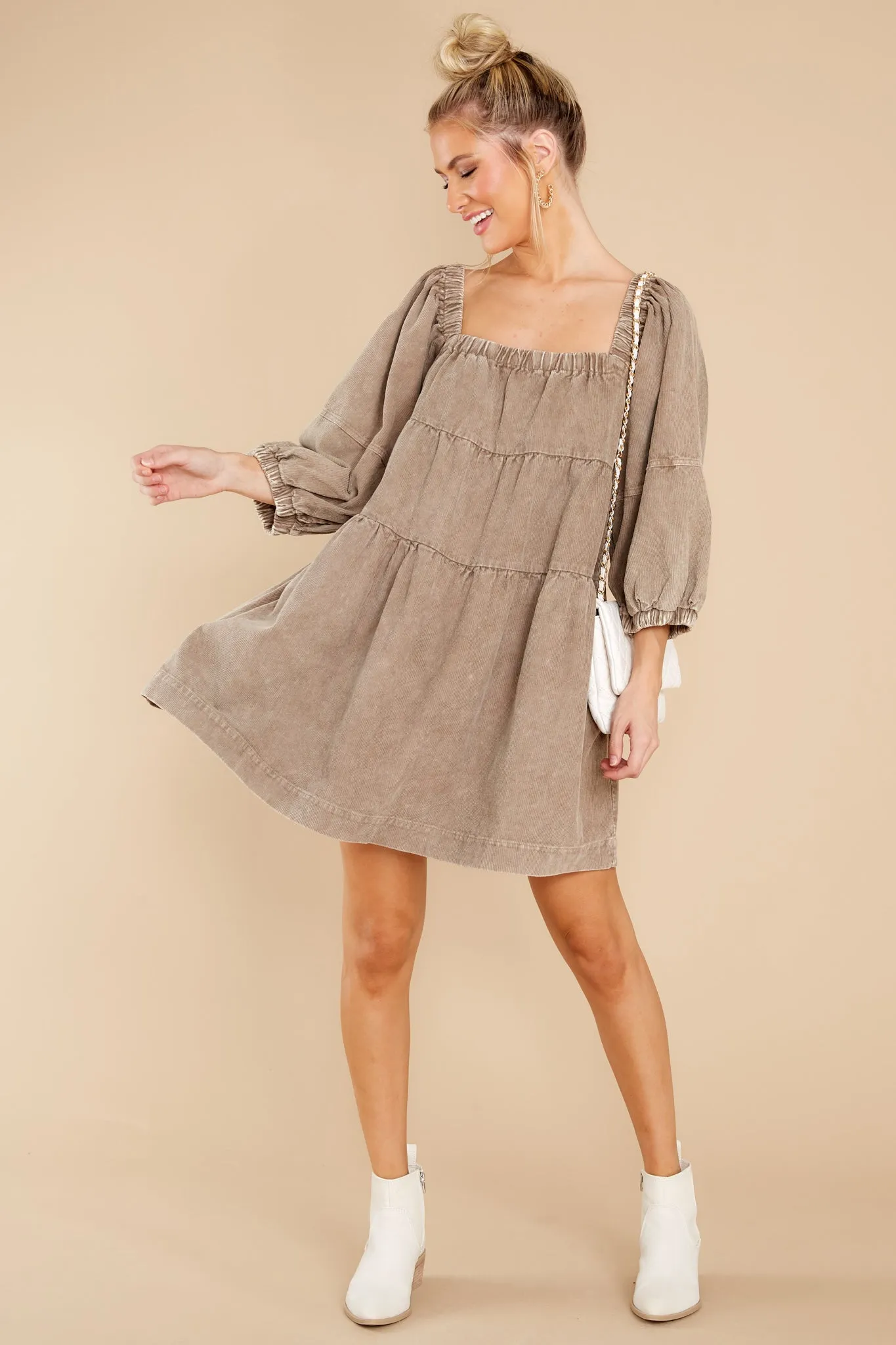 Leaving An Impression Taupe Dress