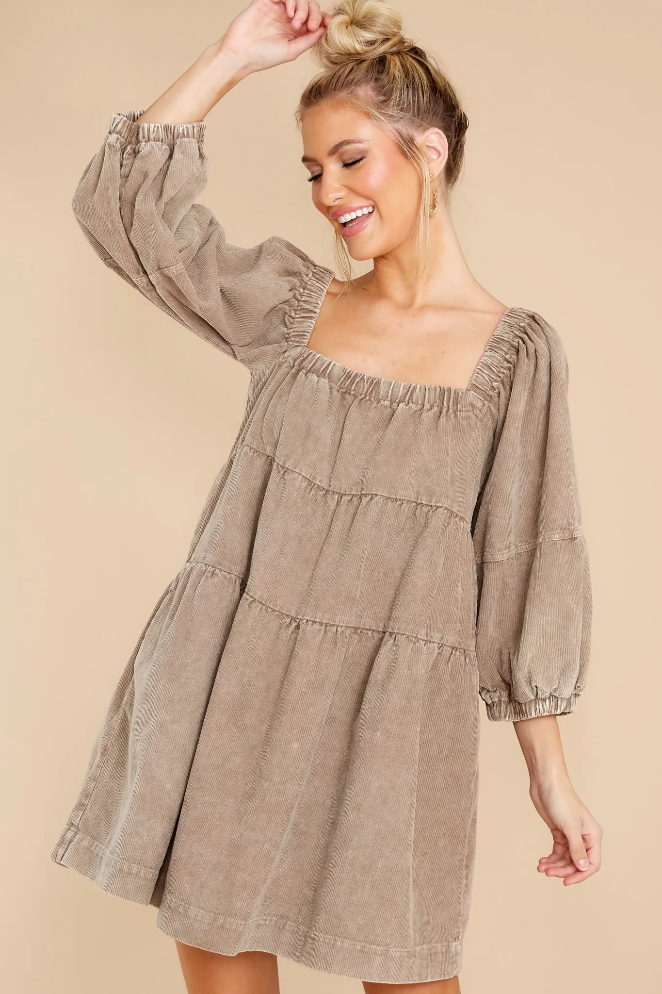 Leaving An Impression Taupe Dress