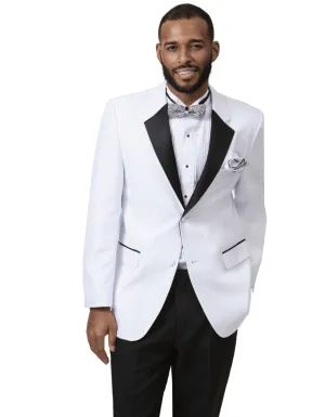 Mens Classic 2 Button Notch Lapel Tuxedo in White & Black