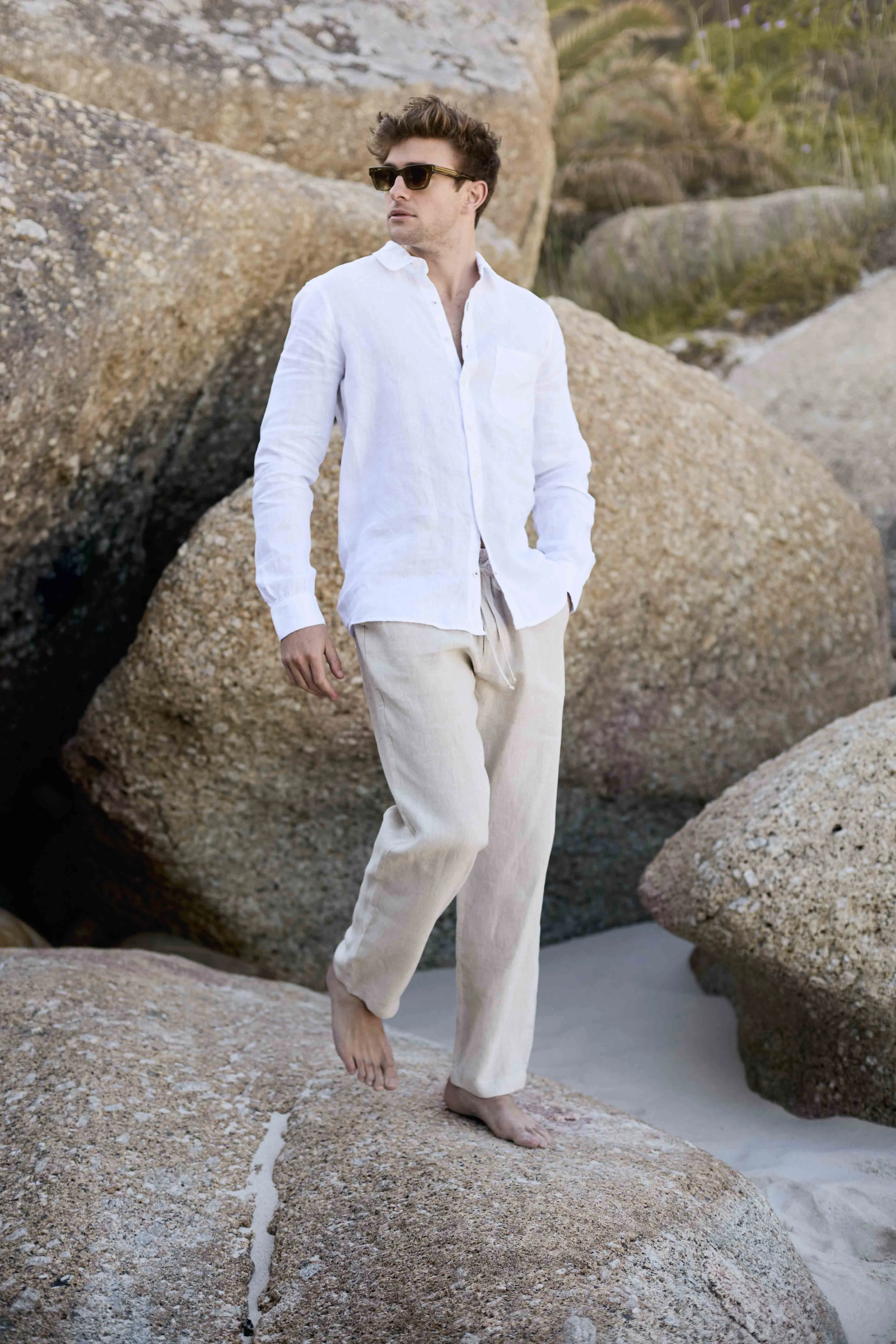 Mens Classic Linen Pants | Natural