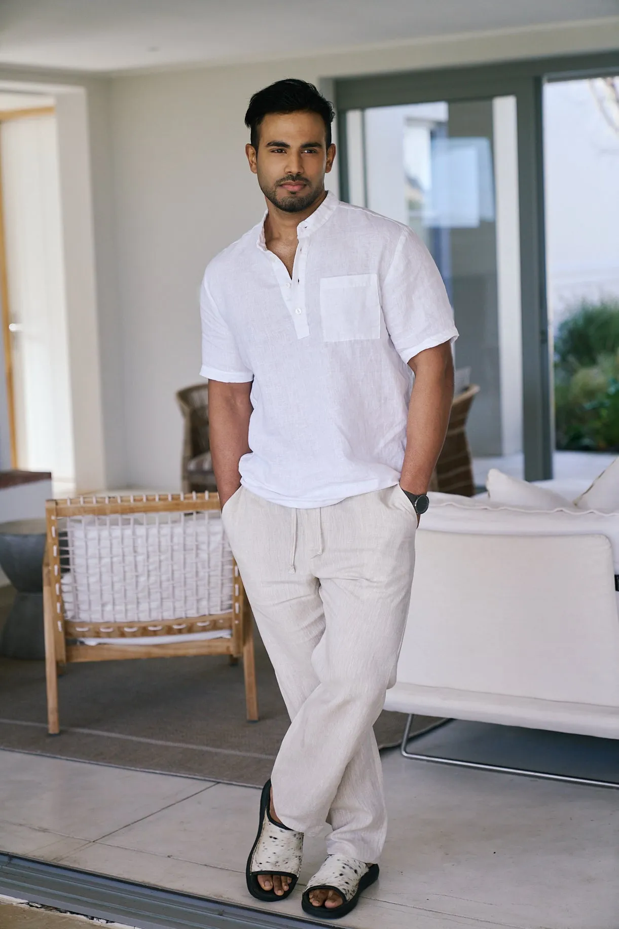 Mens Classic Linen Pants | Natural