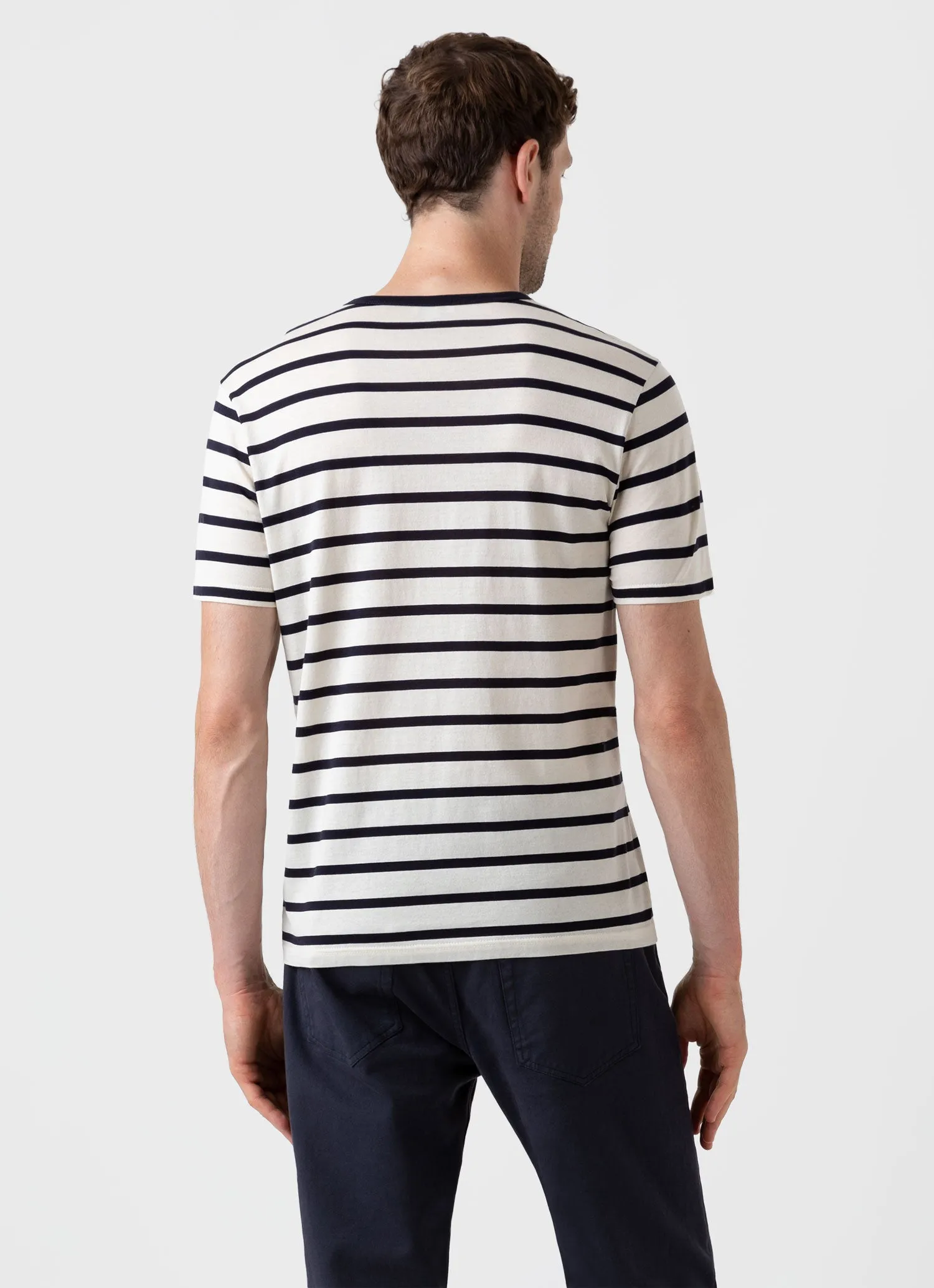 Men's Classic T-shirt in Ecru/Navy Breton Stripe