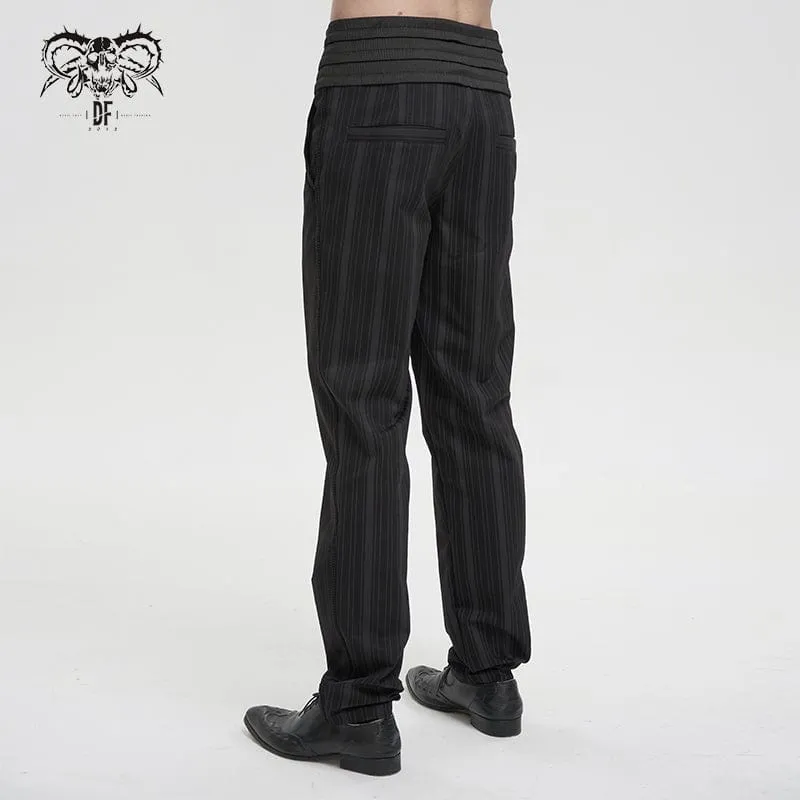 Men's Gothic Ribbed High-waisted Pants Black