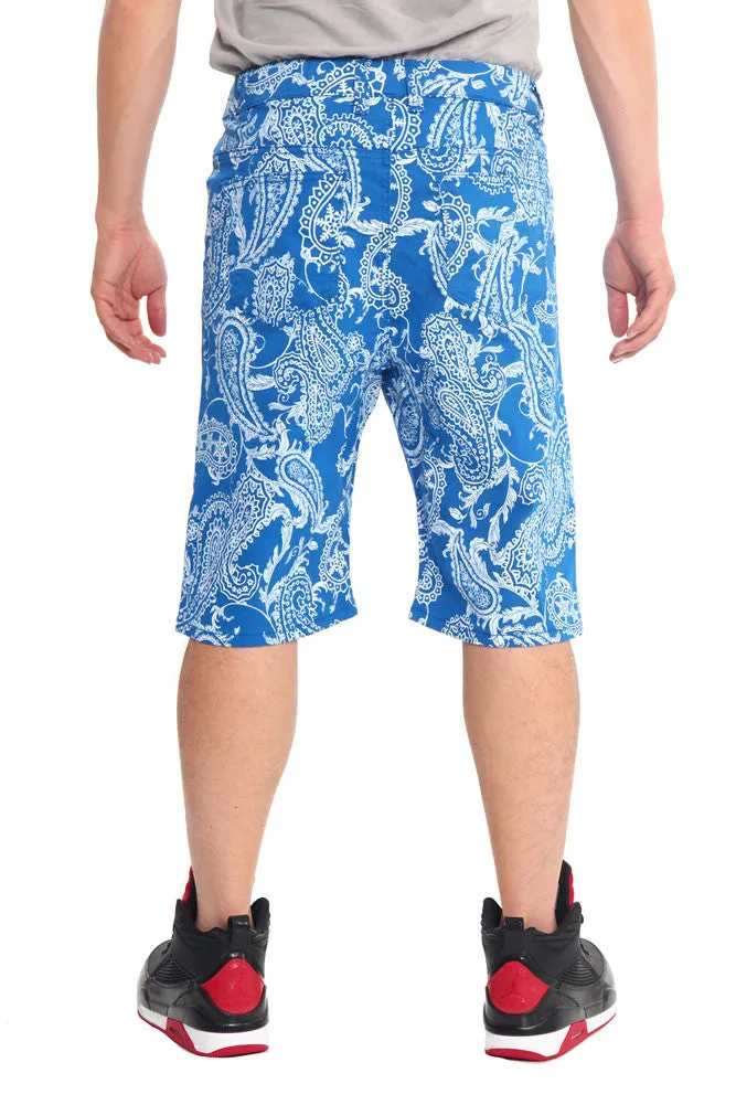 Men's Paisley Twill Dropcrotch Shorts