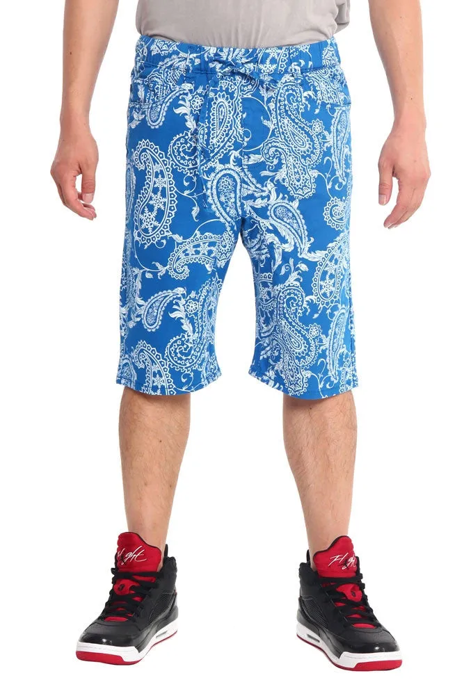 Men's Paisley Twill Dropcrotch Shorts