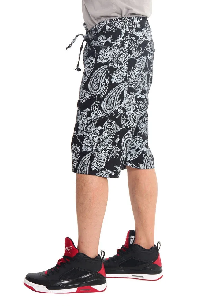 Men's Paisley Twill Dropcrotch Shorts