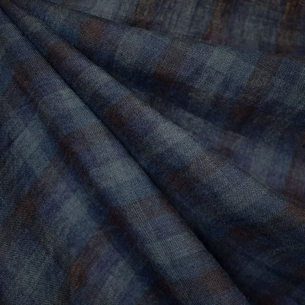 Merchant & Mills All the Blues Tonal Check Washed Linen Navy