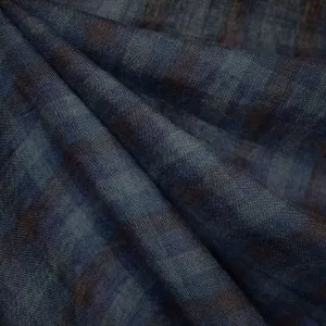 Merchant & Mills All the Blues Tonal Check Washed Linen Navy