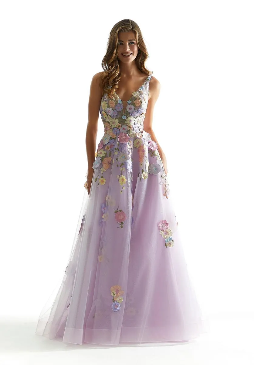 Morilee 3D Floral A-Line Prom Dress 49074