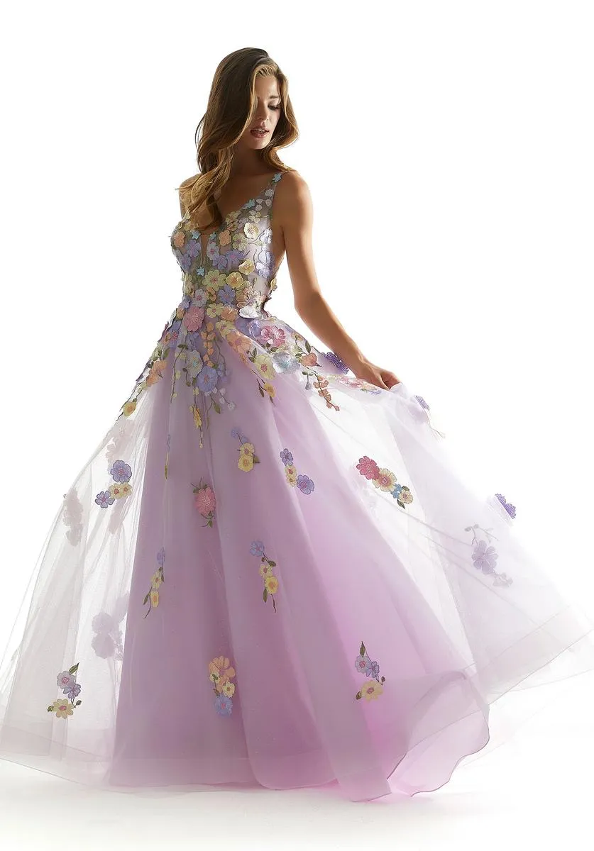 Morilee 3D Floral A-Line Prom Dress 49074