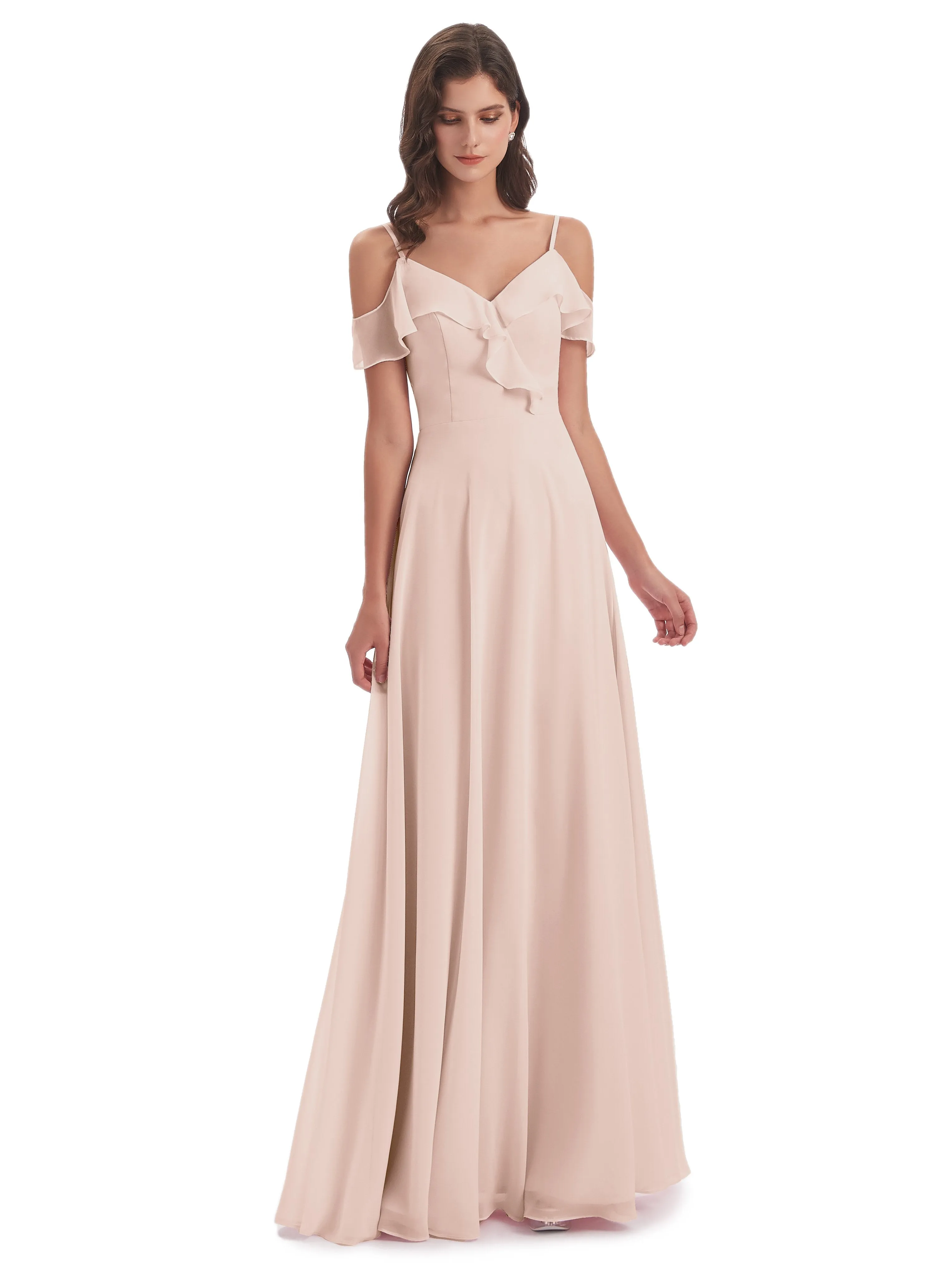 Myla Flowy Sheath-Column Long Chiffon Bridesmaid Dresses