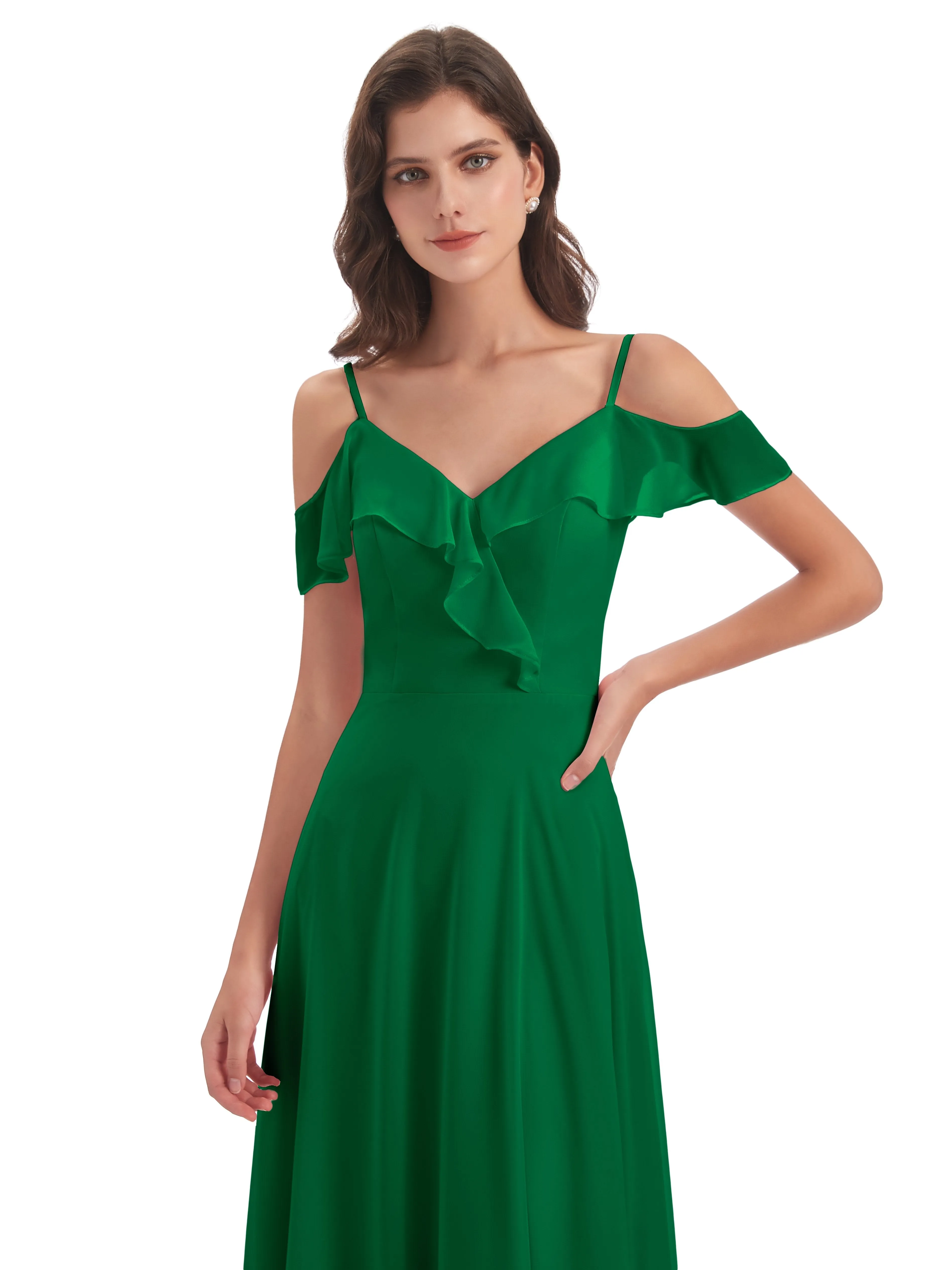 Myla Flowy Sheath-Column Long Chiffon Bridesmaid Dresses