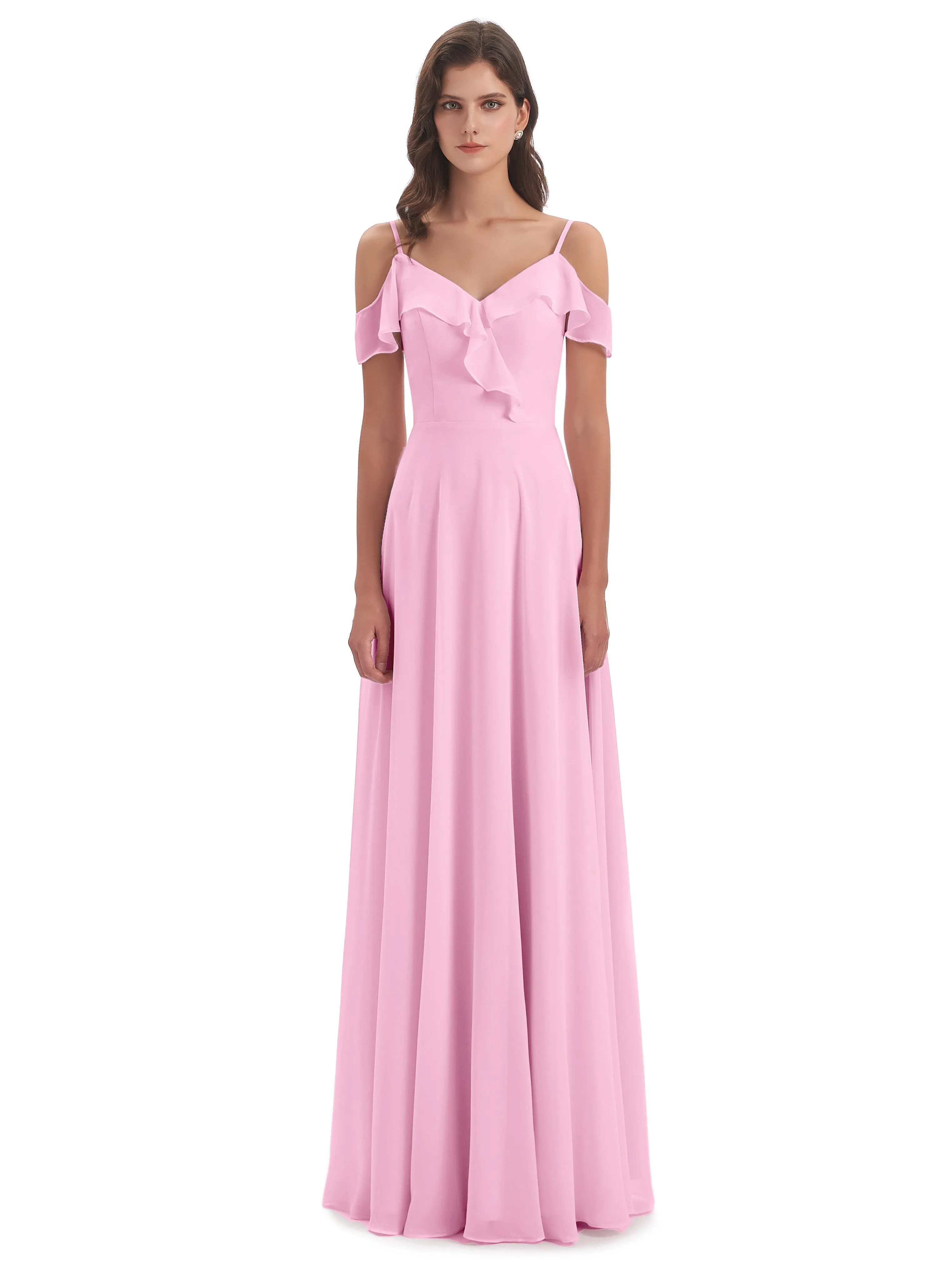 Myla Flowy Sheath-Column Long Chiffon Bridesmaid Dresses