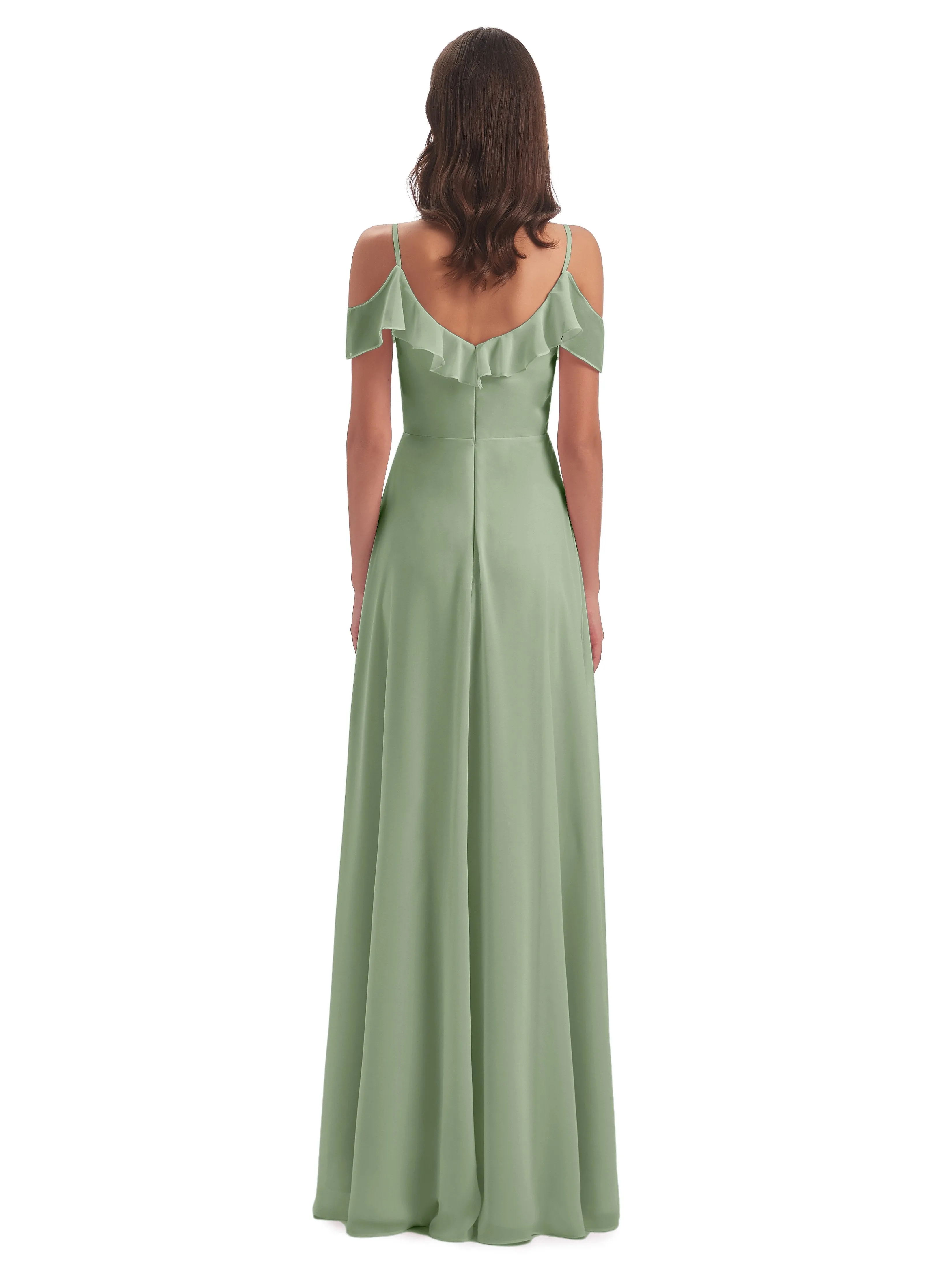 Myla Flowy Sheath-Column Long Chiffon Bridesmaid Dresses