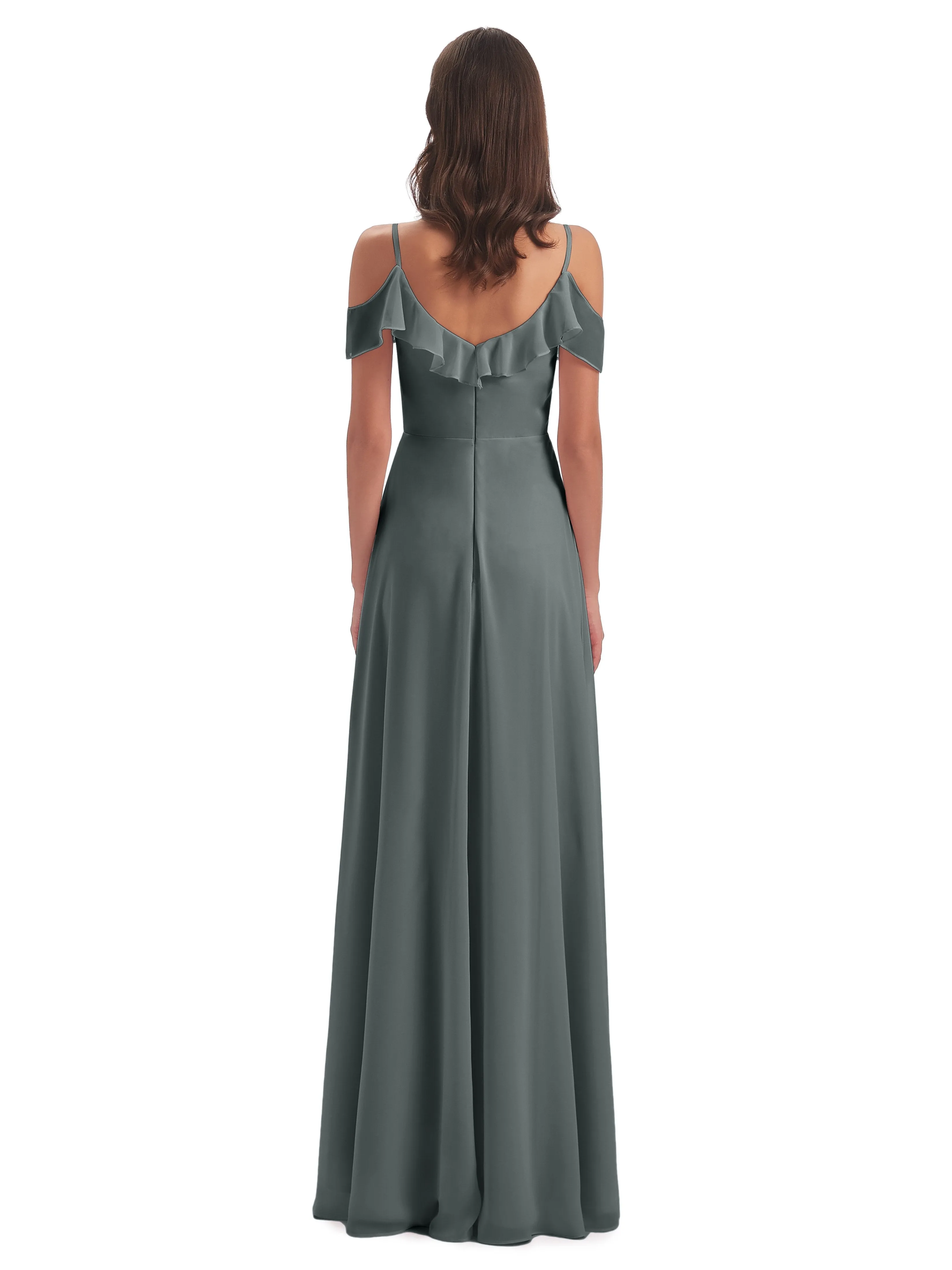 Myla Flowy Sheath-Column Long Chiffon Bridesmaid Dresses