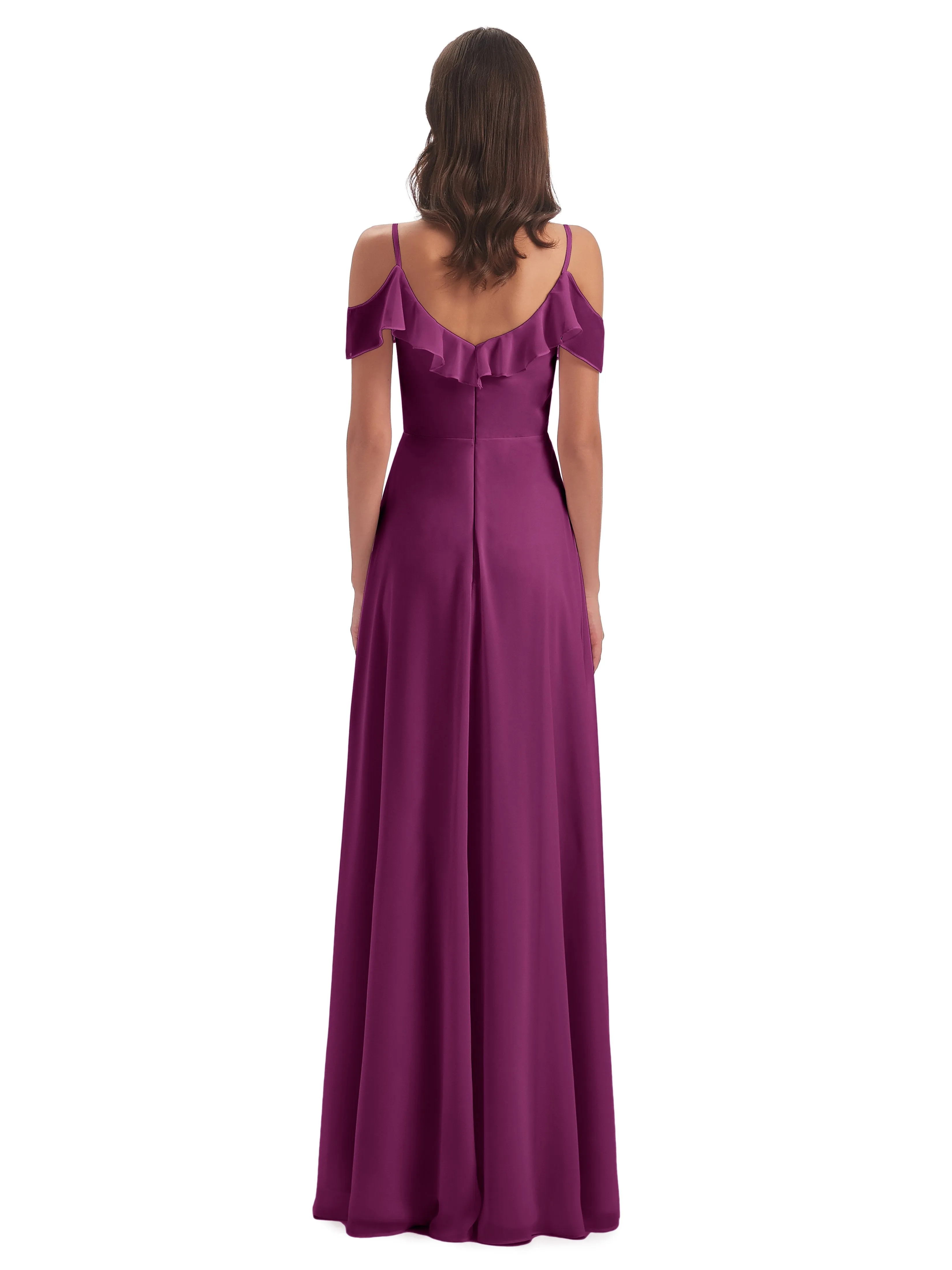 Myla Flowy Sheath-Column Long Chiffon Bridesmaid Dresses