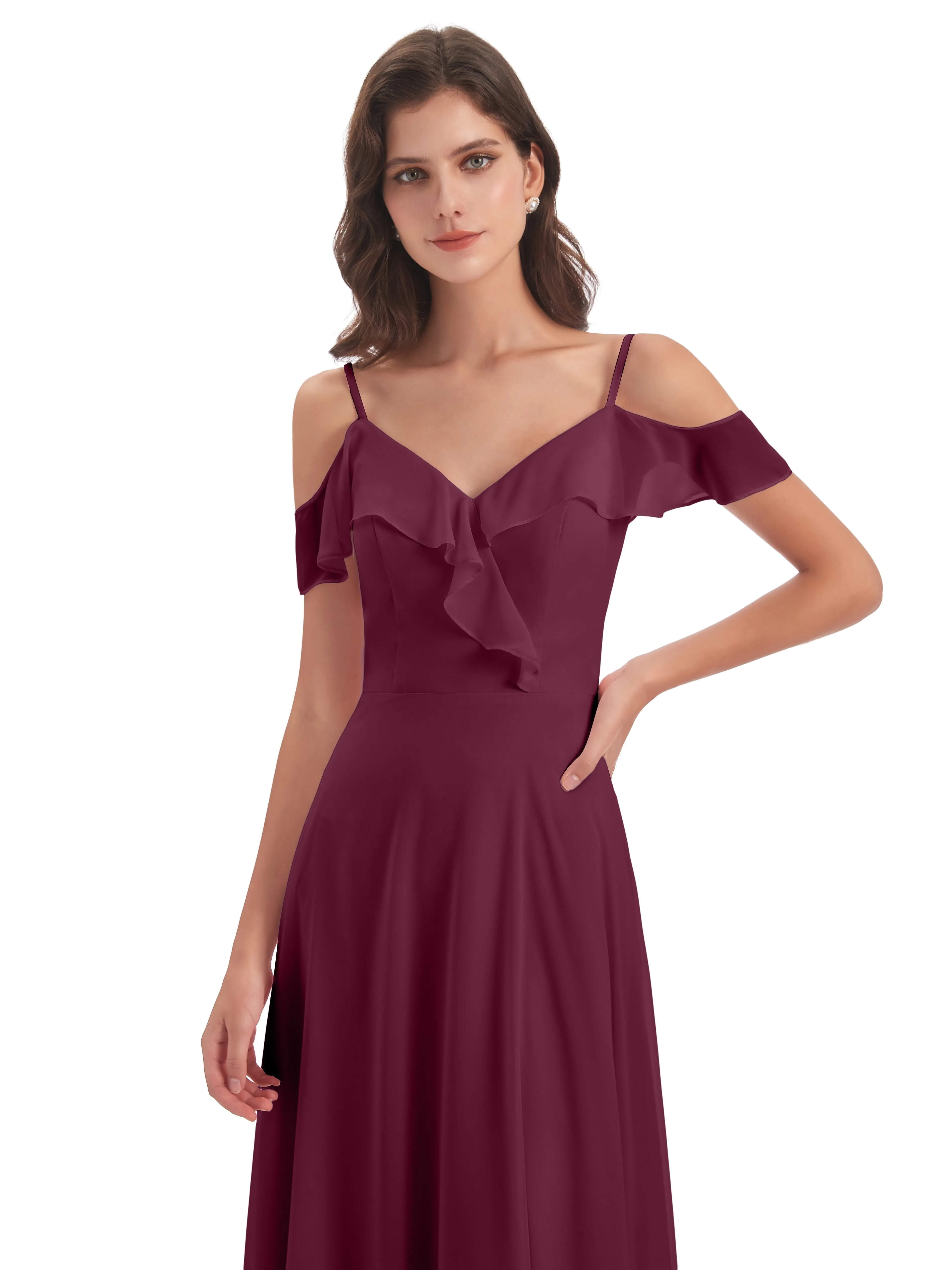 Myla Flowy Sheath-Column Long Chiffon Bridesmaid Dresses