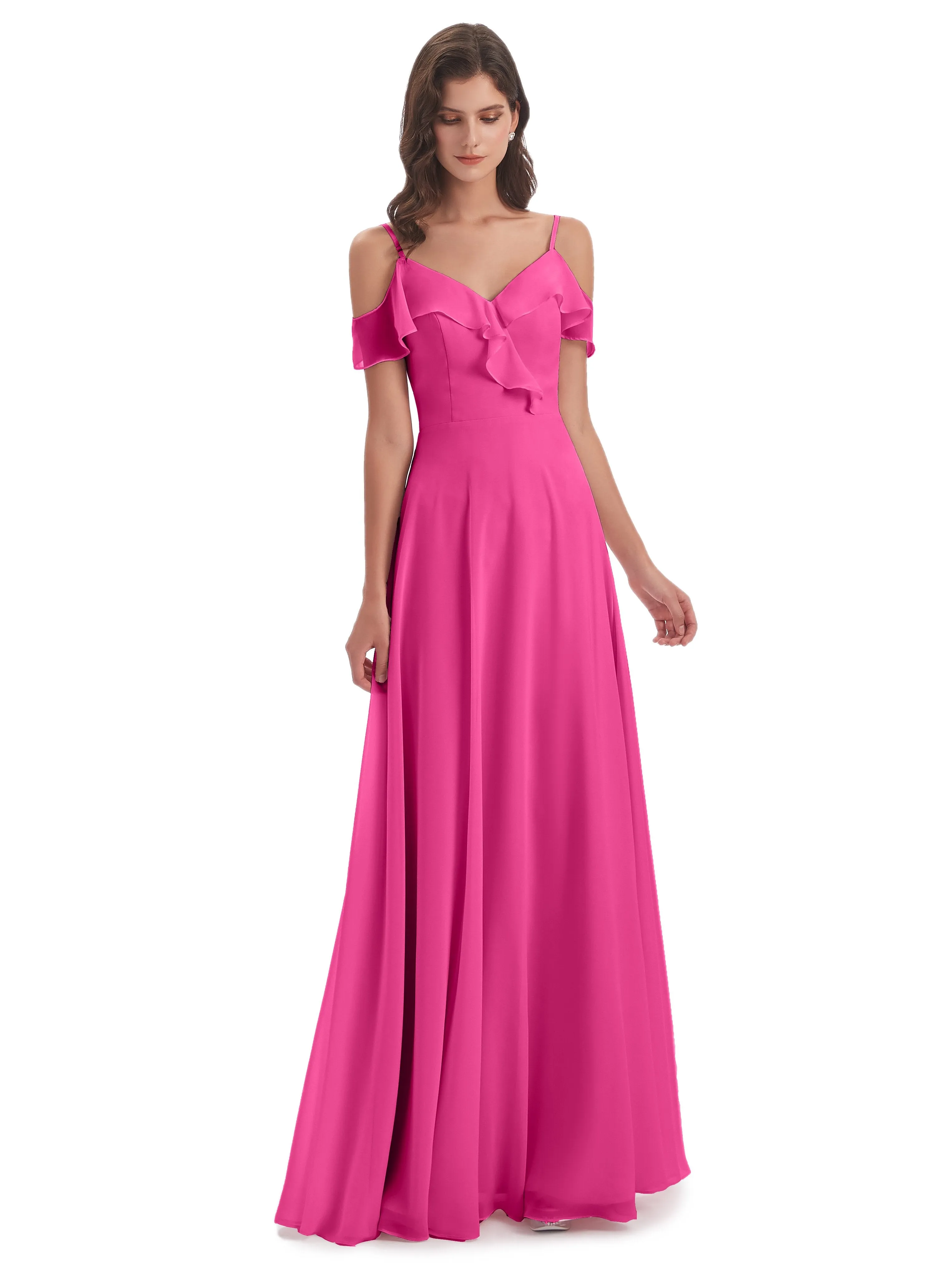 Myla Flowy Sheath-Column Long Chiffon Bridesmaid Dresses