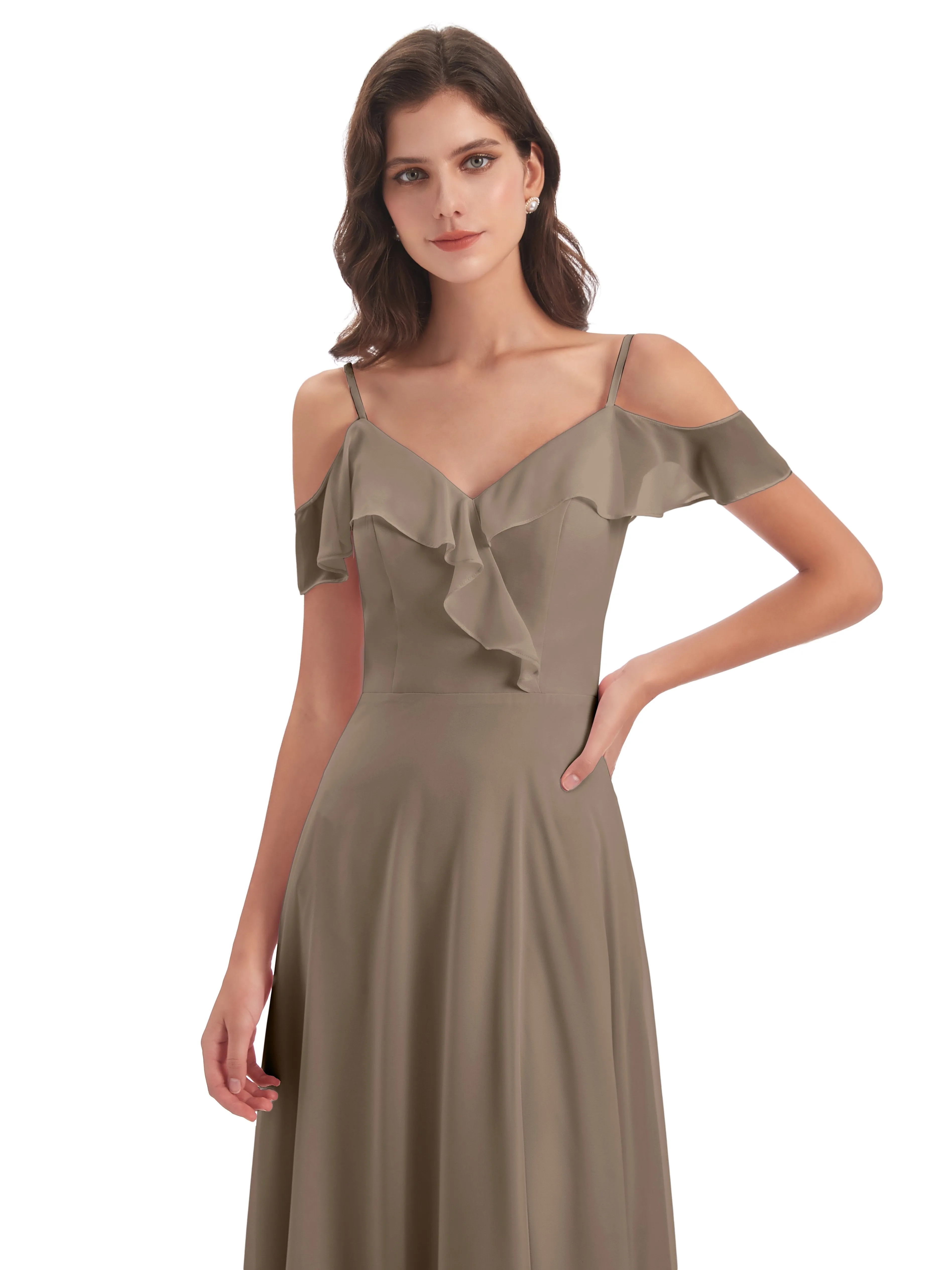 Myla Flowy Sheath-Column Long Chiffon Bridesmaid Dresses