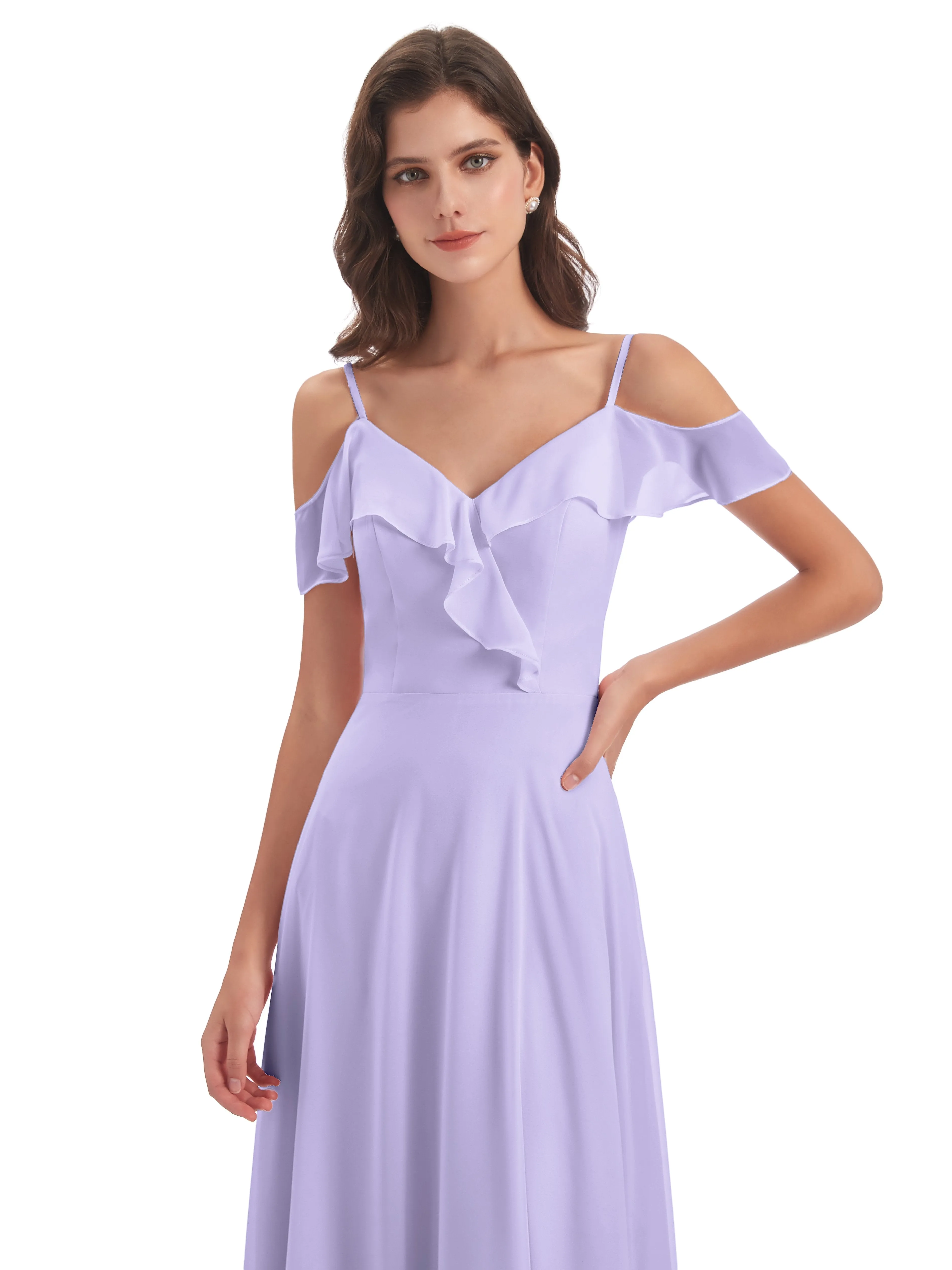 Myla Flowy Sheath-Column Long Chiffon Bridesmaid Dresses