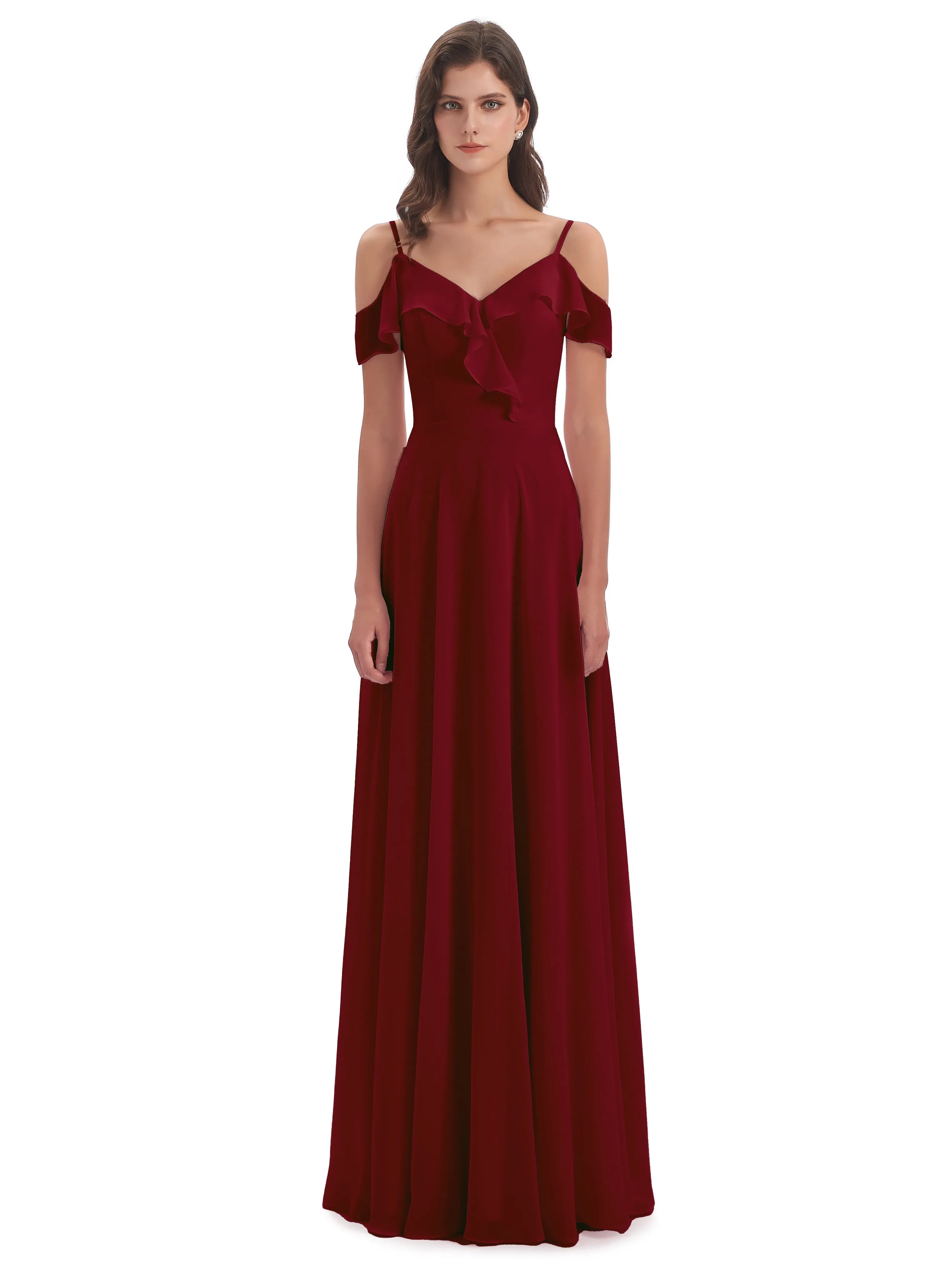 Myla Flowy Sheath-Column Long Chiffon Bridesmaid Dresses