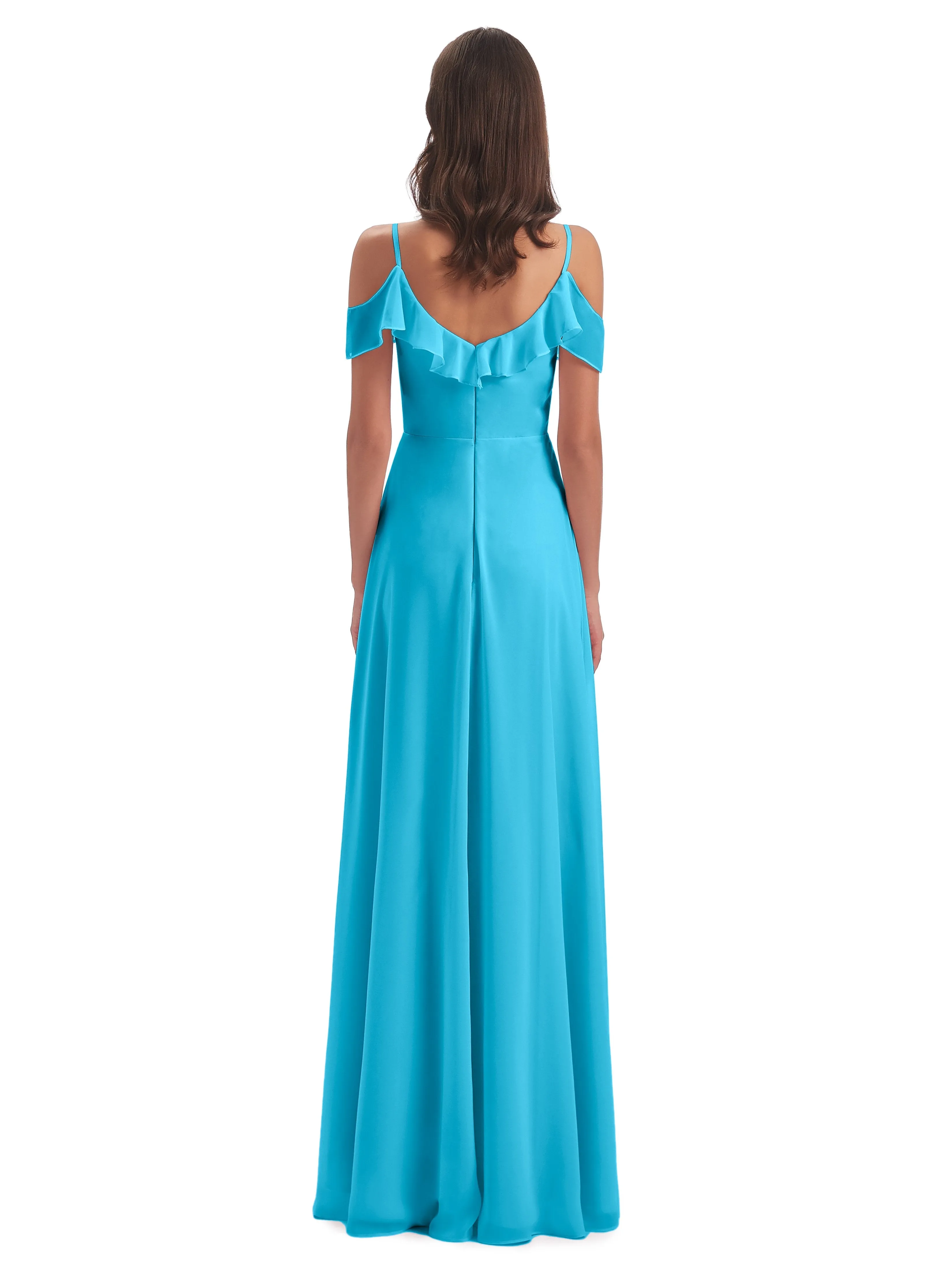 Myla Flowy Sheath-Column Long Chiffon Bridesmaid Dresses