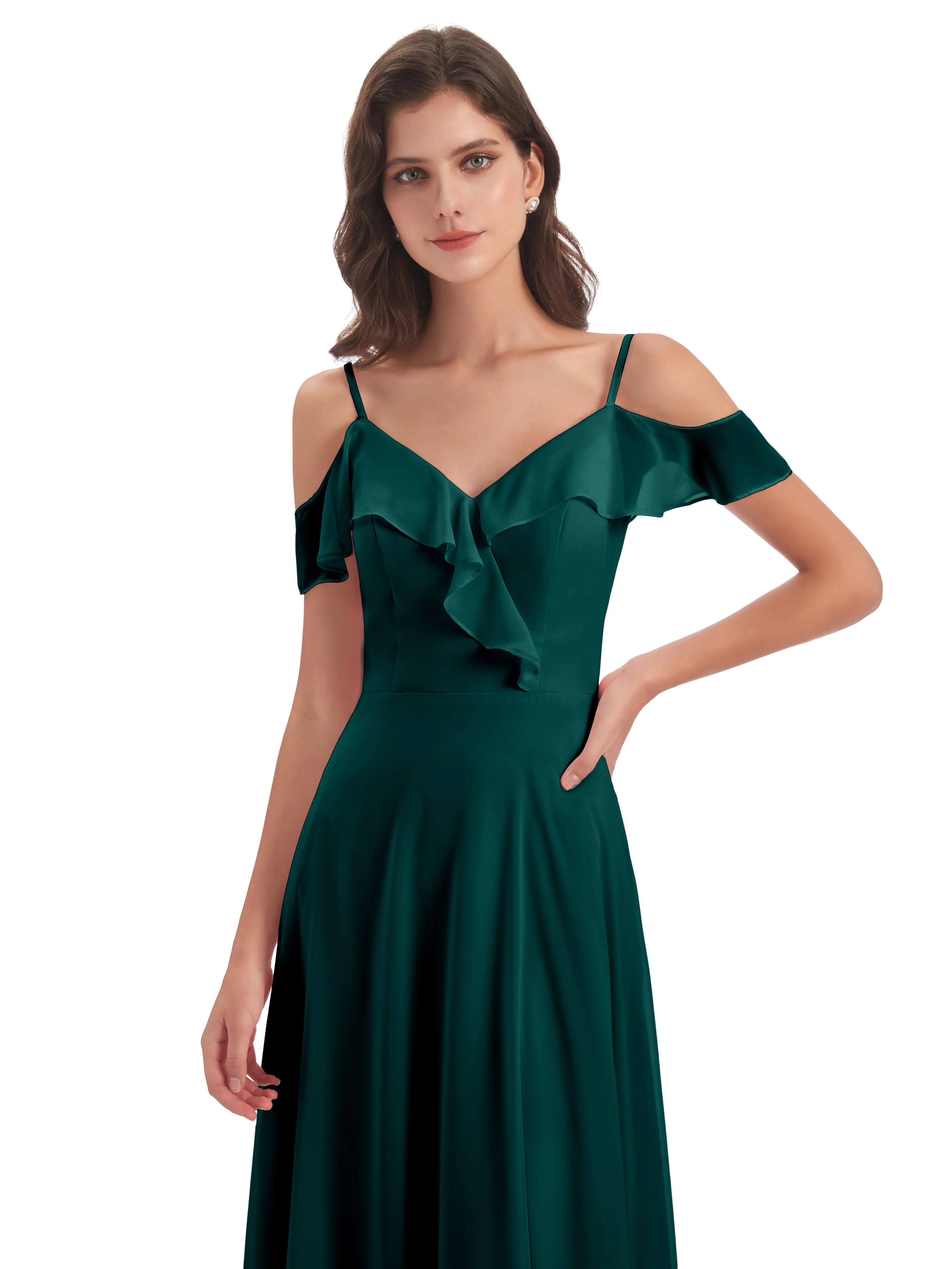 Myla Flowy Sheath-Column Long Chiffon Bridesmaid Dresses