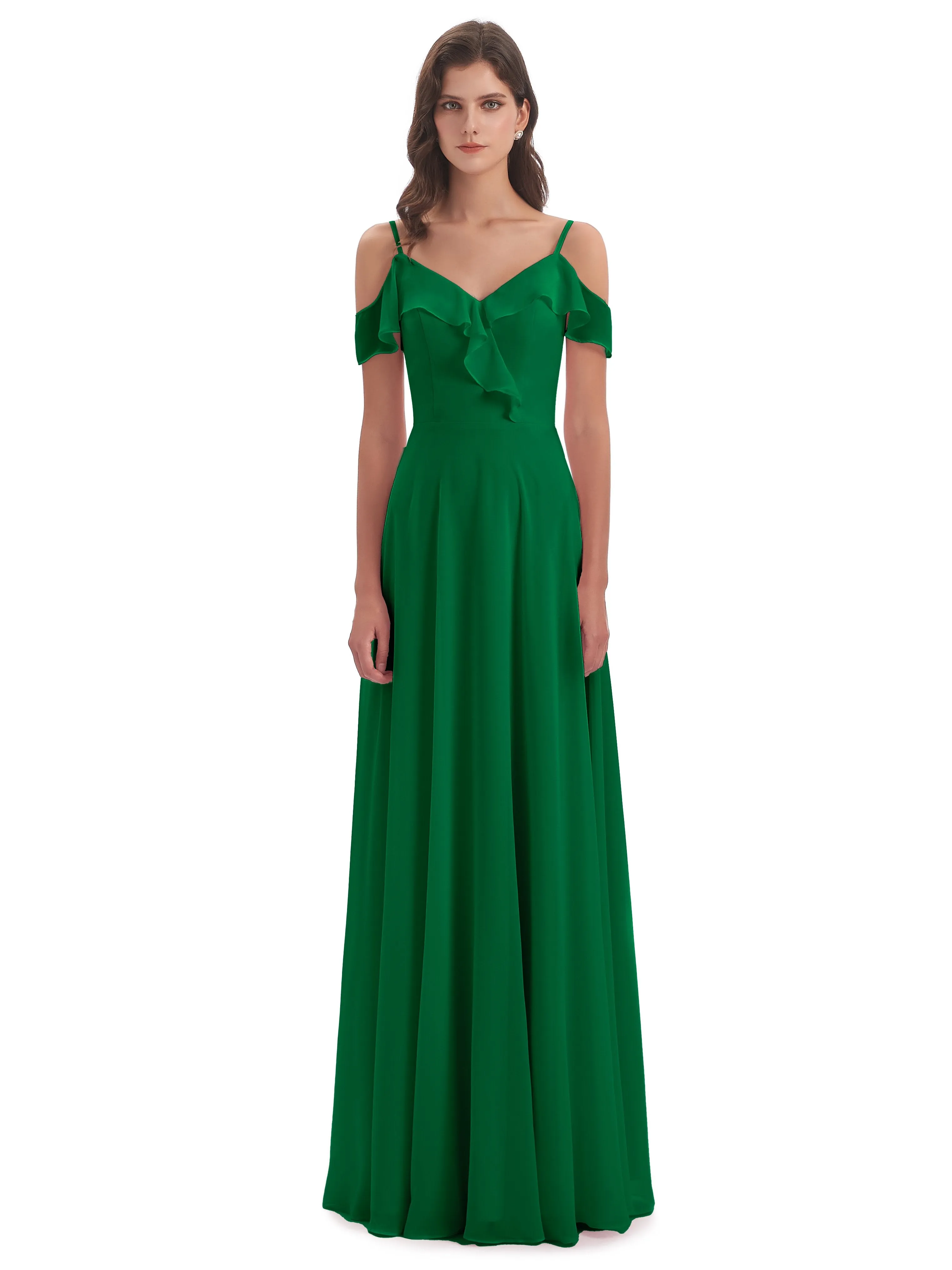 Myla Flowy Sheath-Column Long Chiffon Bridesmaid Dresses