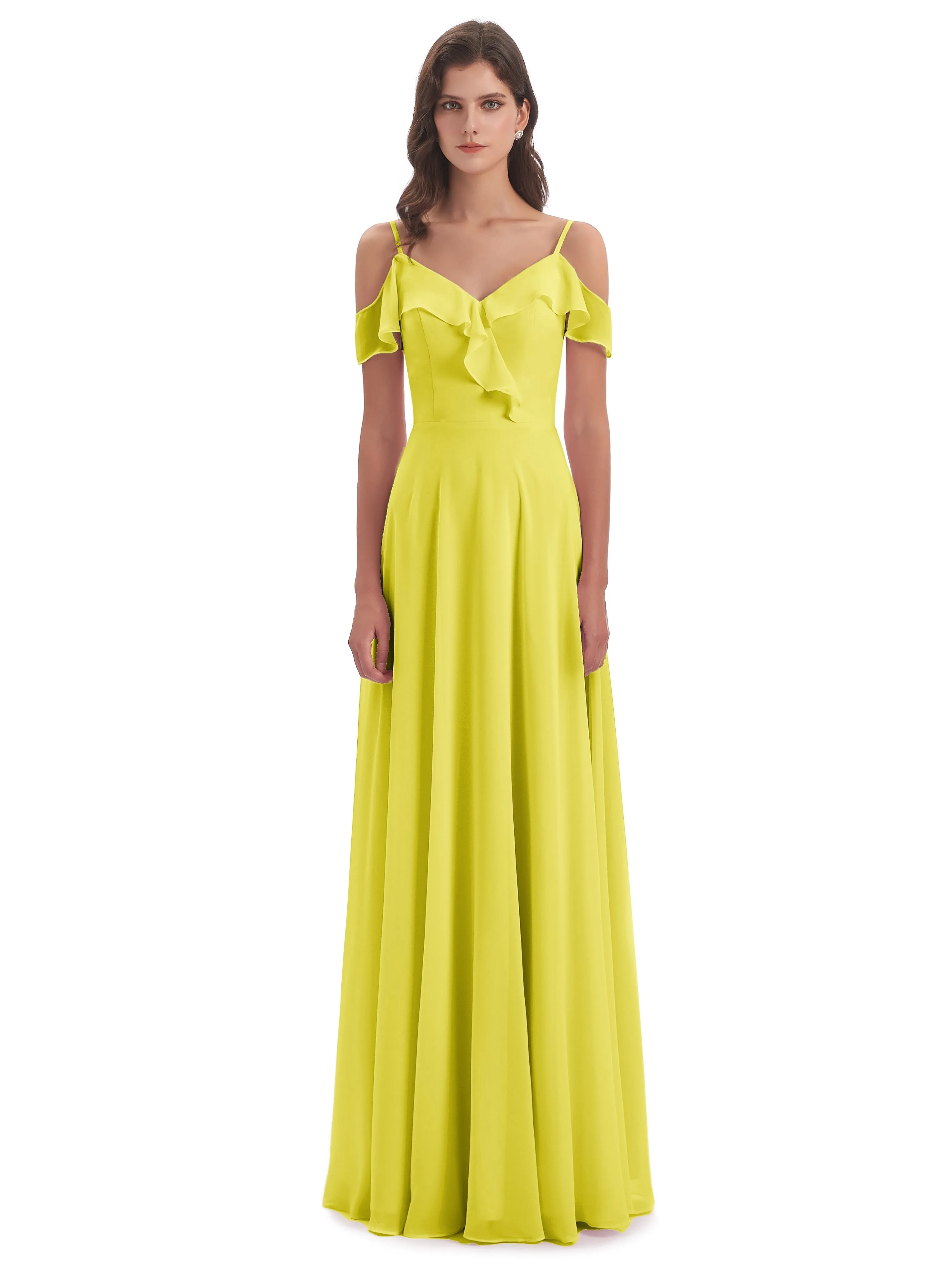 Myla Flowy Sheath-Column Long Chiffon Bridesmaid Dresses