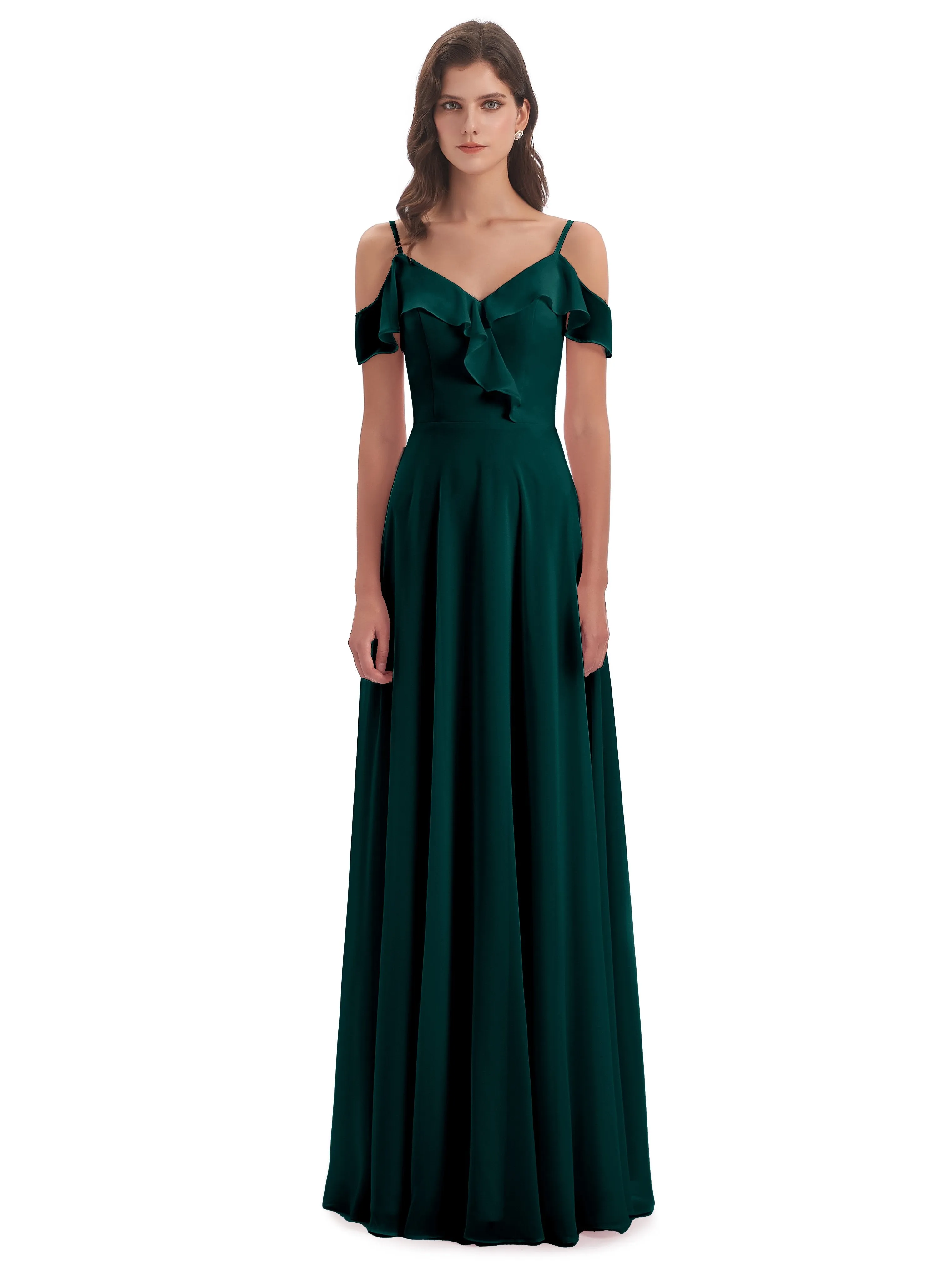 Myla Flowy Sheath-Column Long Chiffon Bridesmaid Dresses