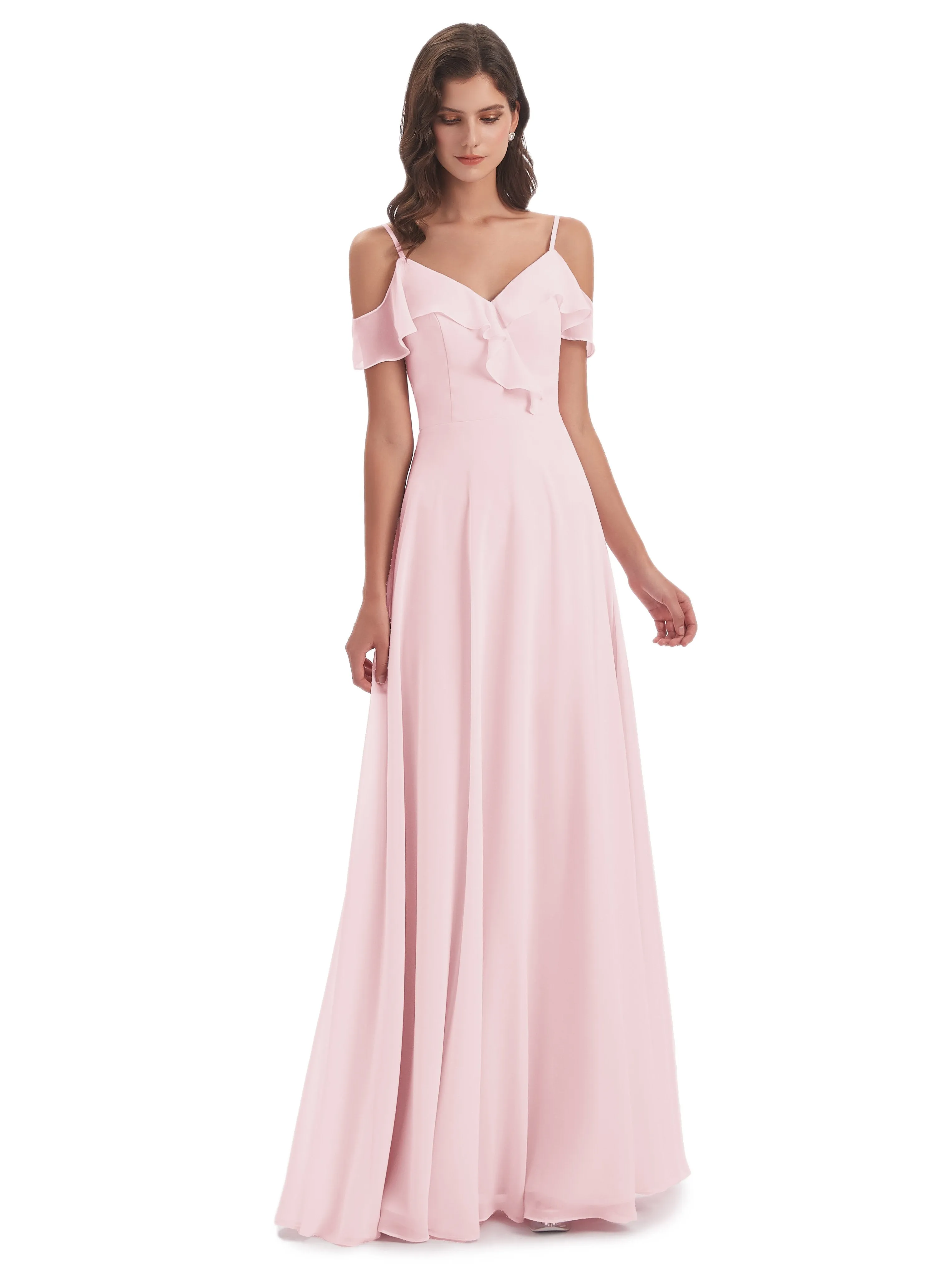 Myla Flowy Sheath-Column Long Chiffon Bridesmaid Dresses