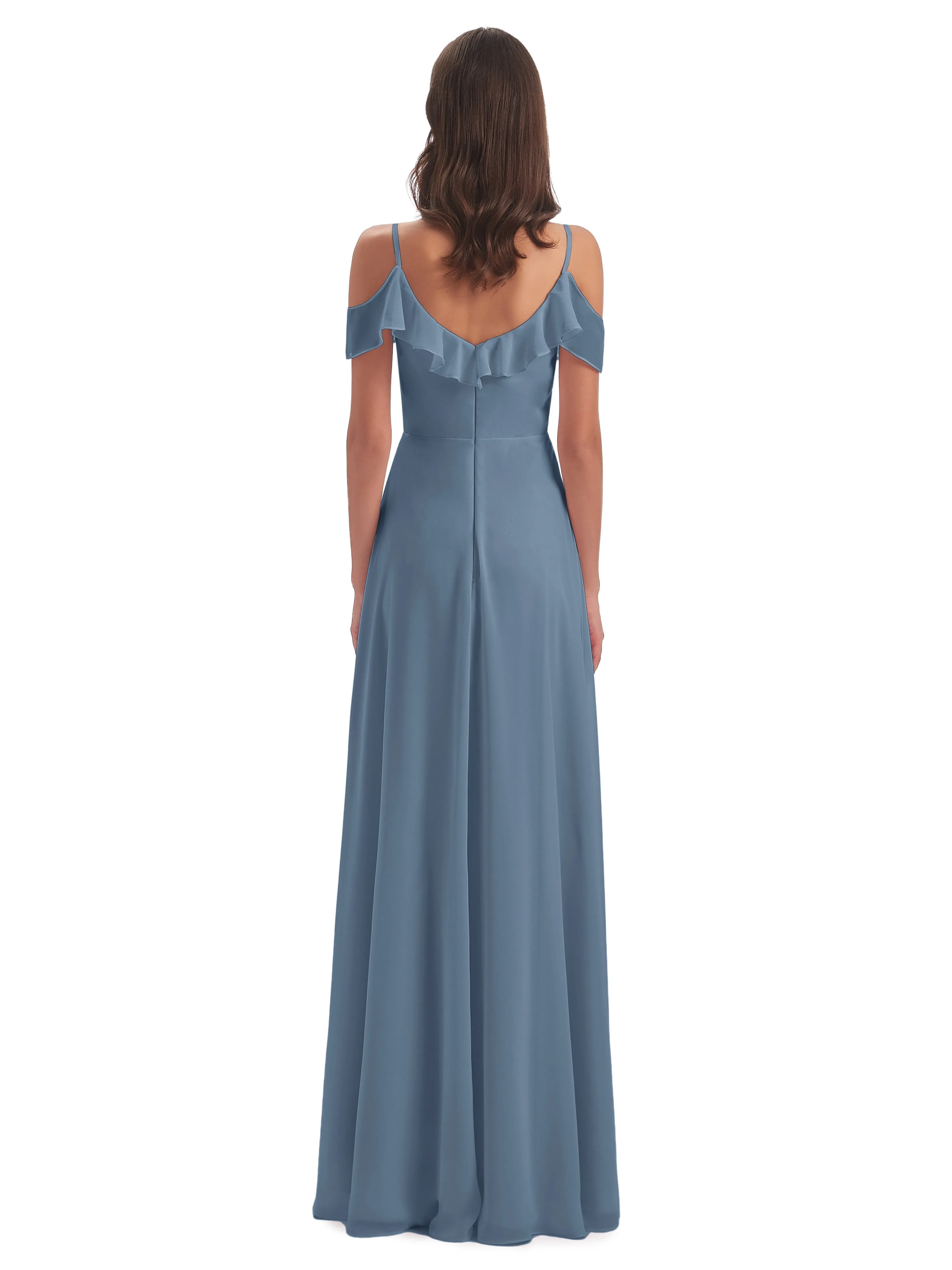 Myla Flowy Sheath-Column Long Chiffon Bridesmaid Dresses