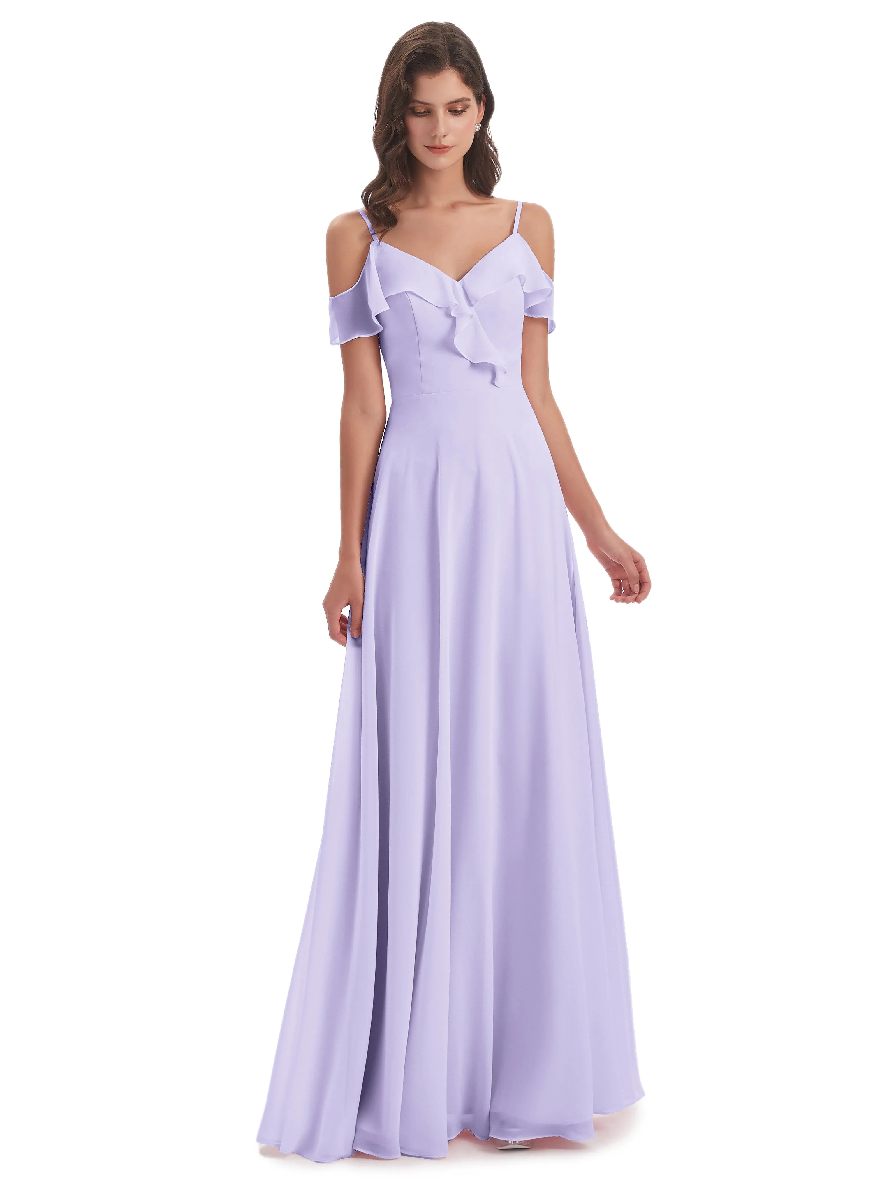 Myla Flowy Sheath-Column Long Chiffon Bridesmaid Dresses