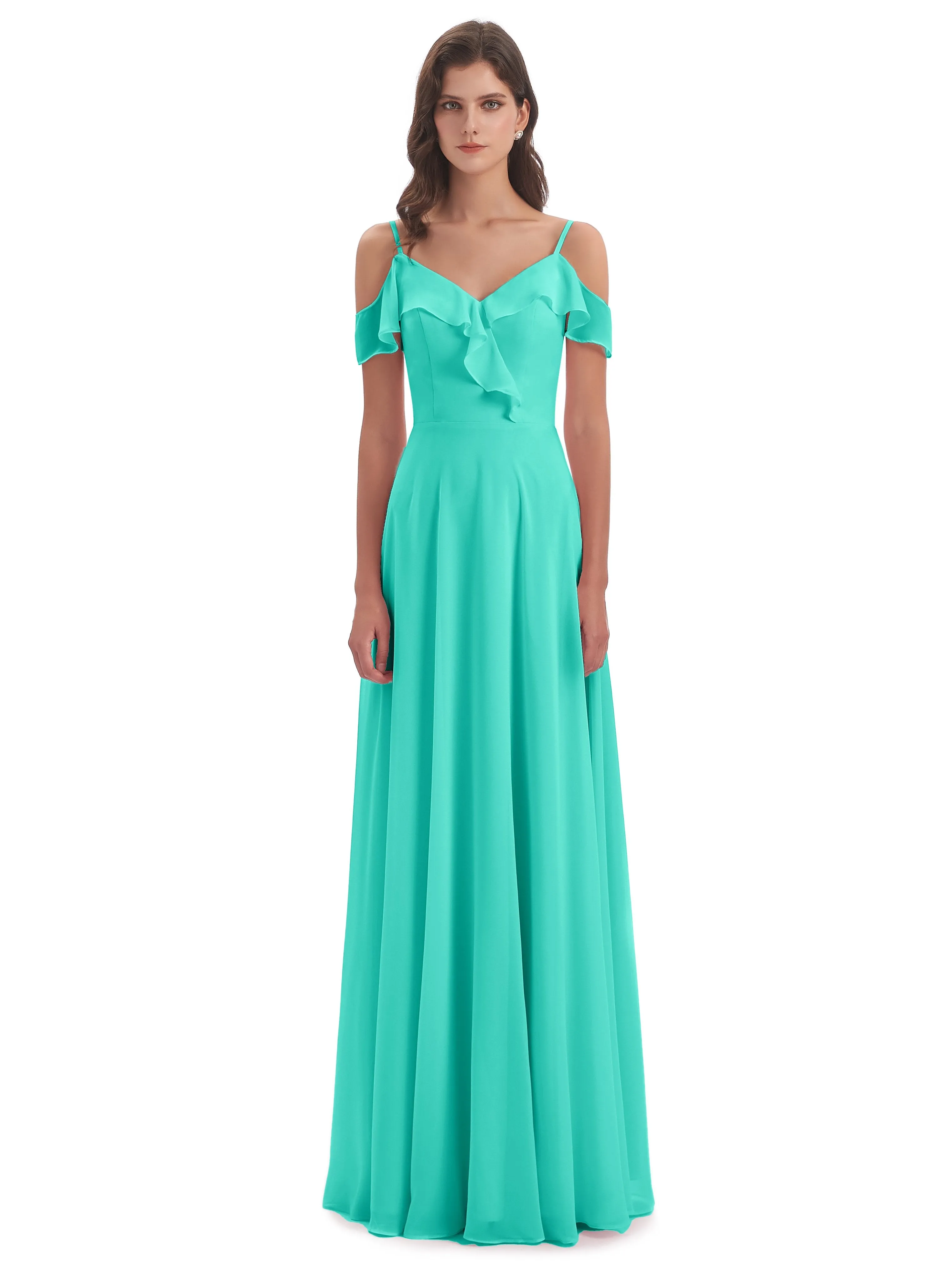 Myla Flowy Sheath-Column Long Chiffon Bridesmaid Dresses