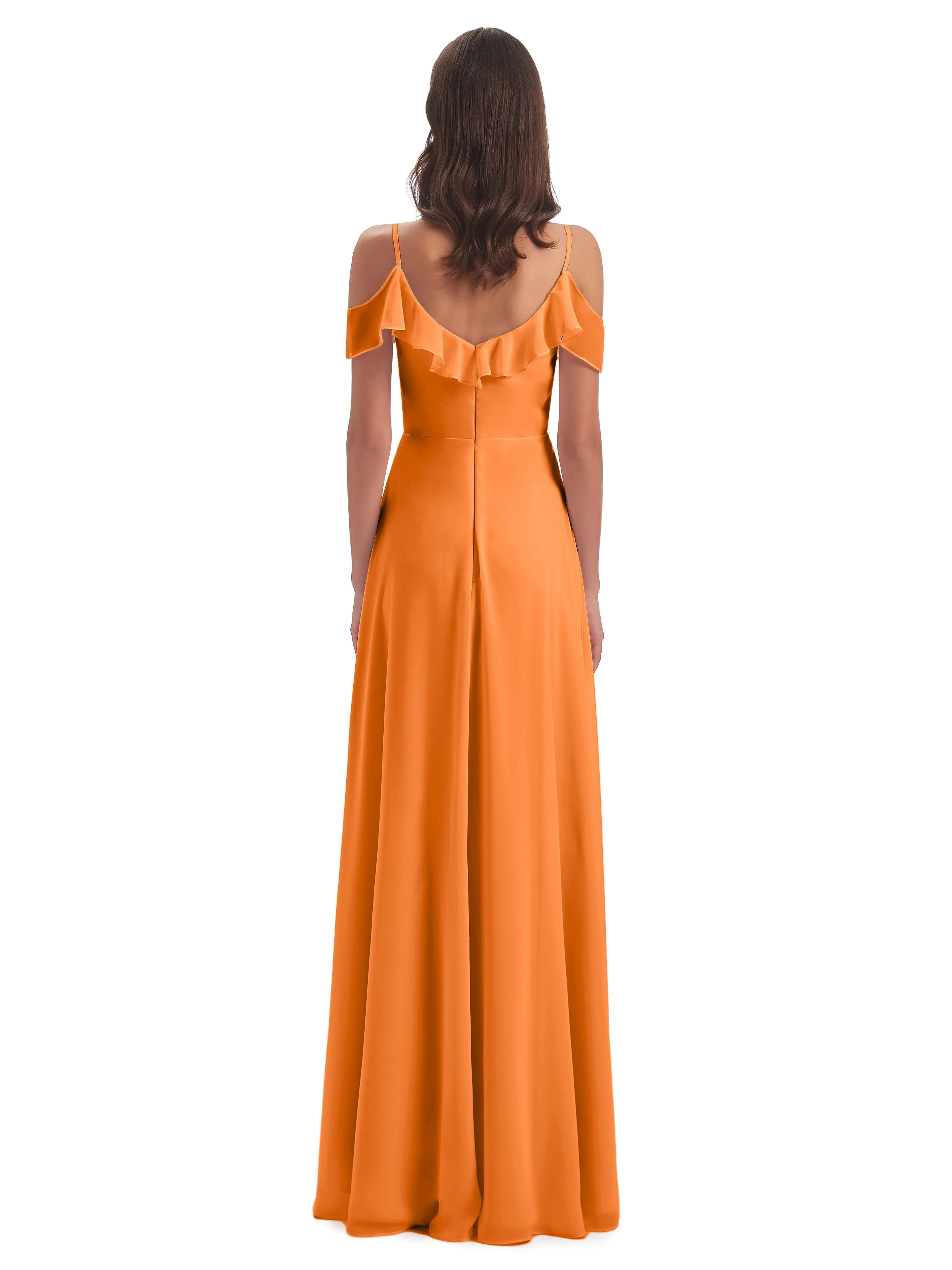 Myla Flowy Sheath-Column Long Chiffon Bridesmaid Dresses