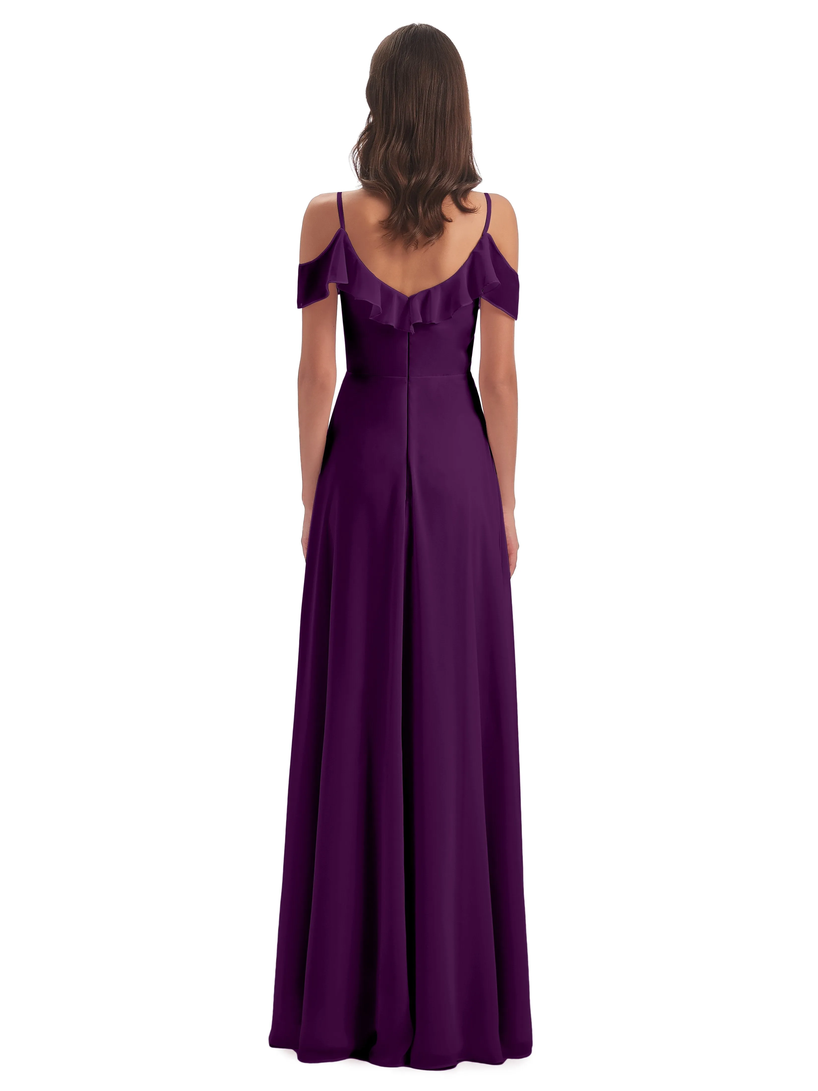 Myla Flowy Sheath-Column Long Chiffon Bridesmaid Dresses