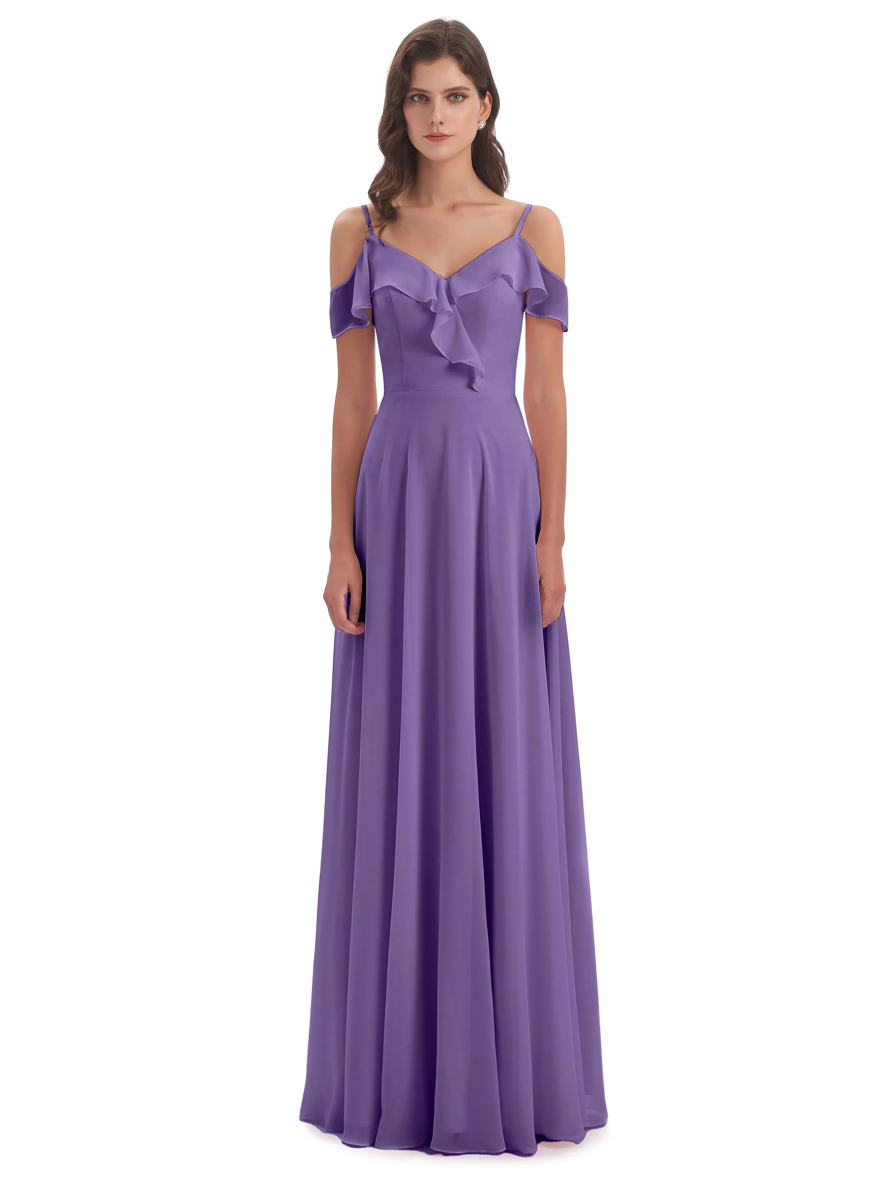 Myla Flowy Sheath-Column Long Chiffon Bridesmaid Dresses