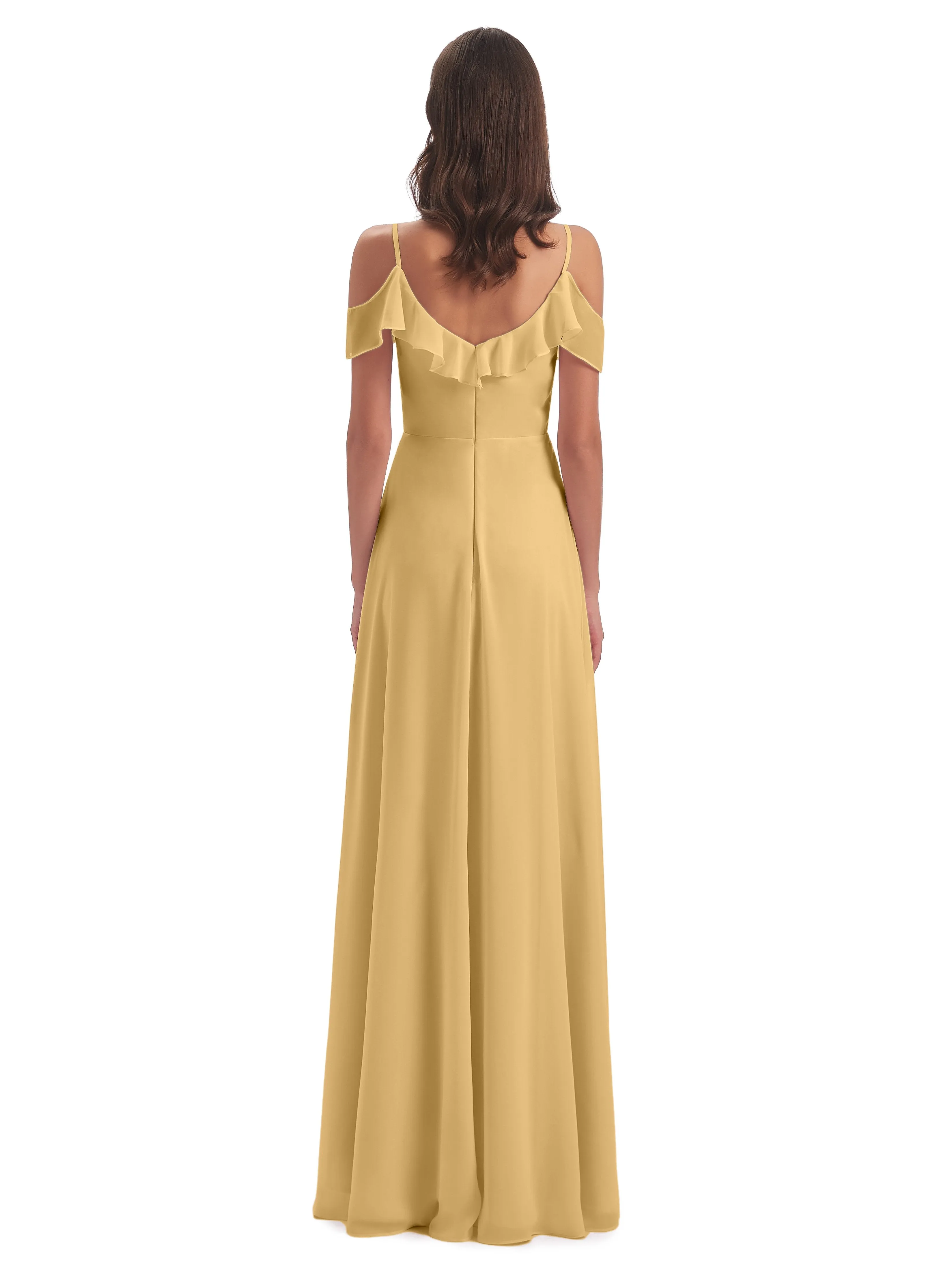 Myla Flowy Sheath-Column Long Chiffon Bridesmaid Dresses