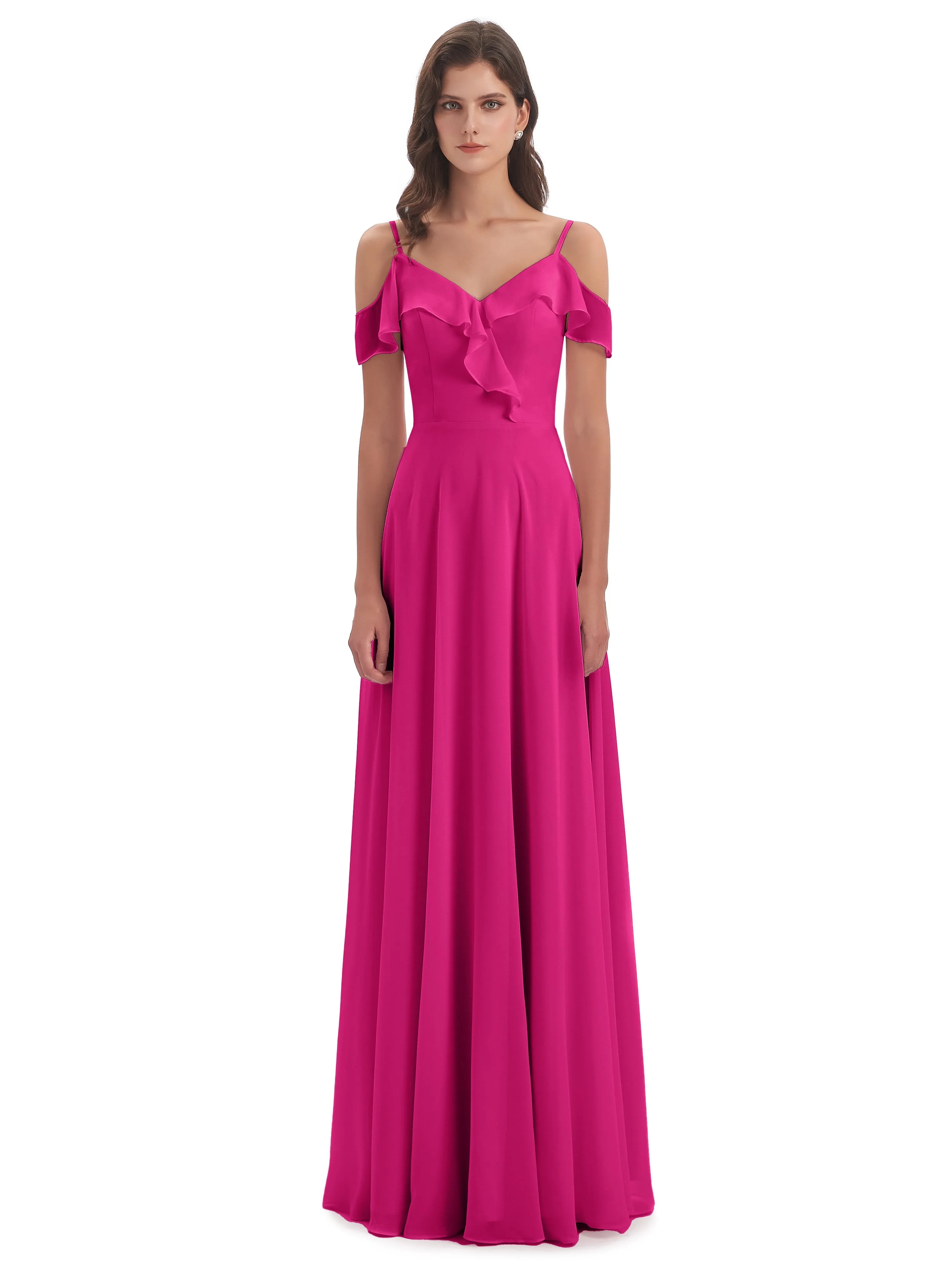 Myla Flowy Sheath-Column Long Chiffon Bridesmaid Dresses