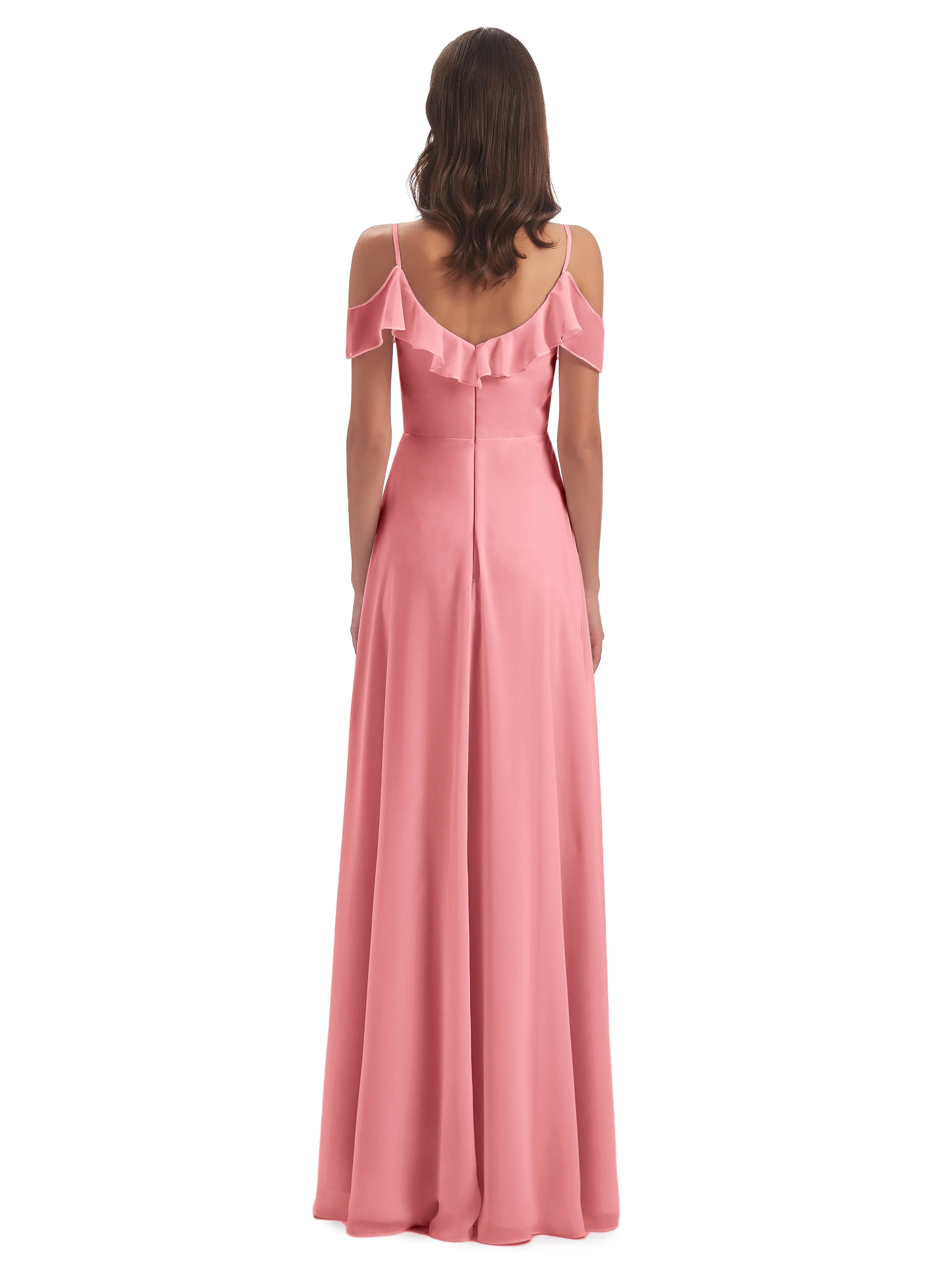 Myla Flowy Sheath-Column Long Chiffon Bridesmaid Dresses